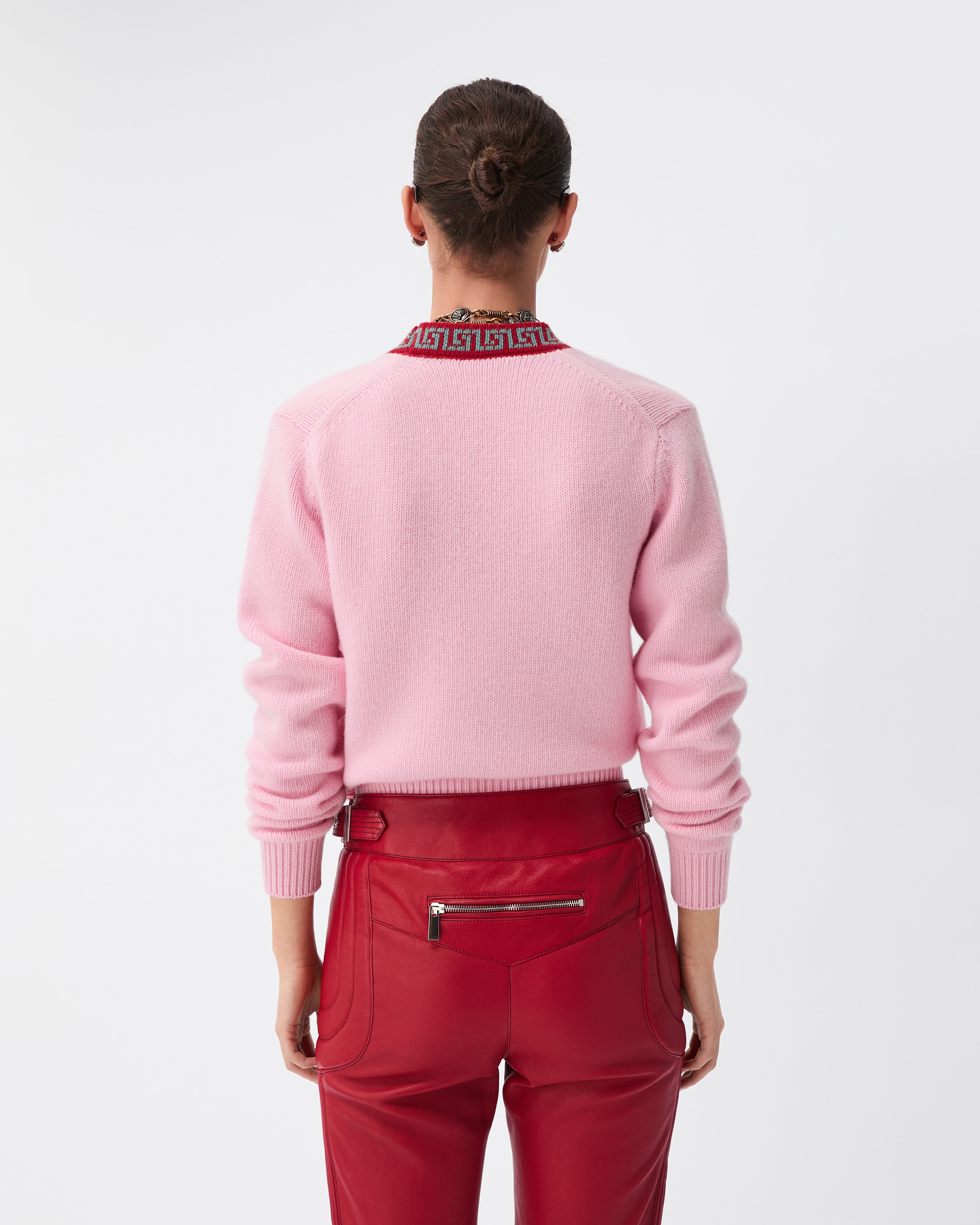 Wool & Cashmere Knit Cardigan Pink | VERSACE