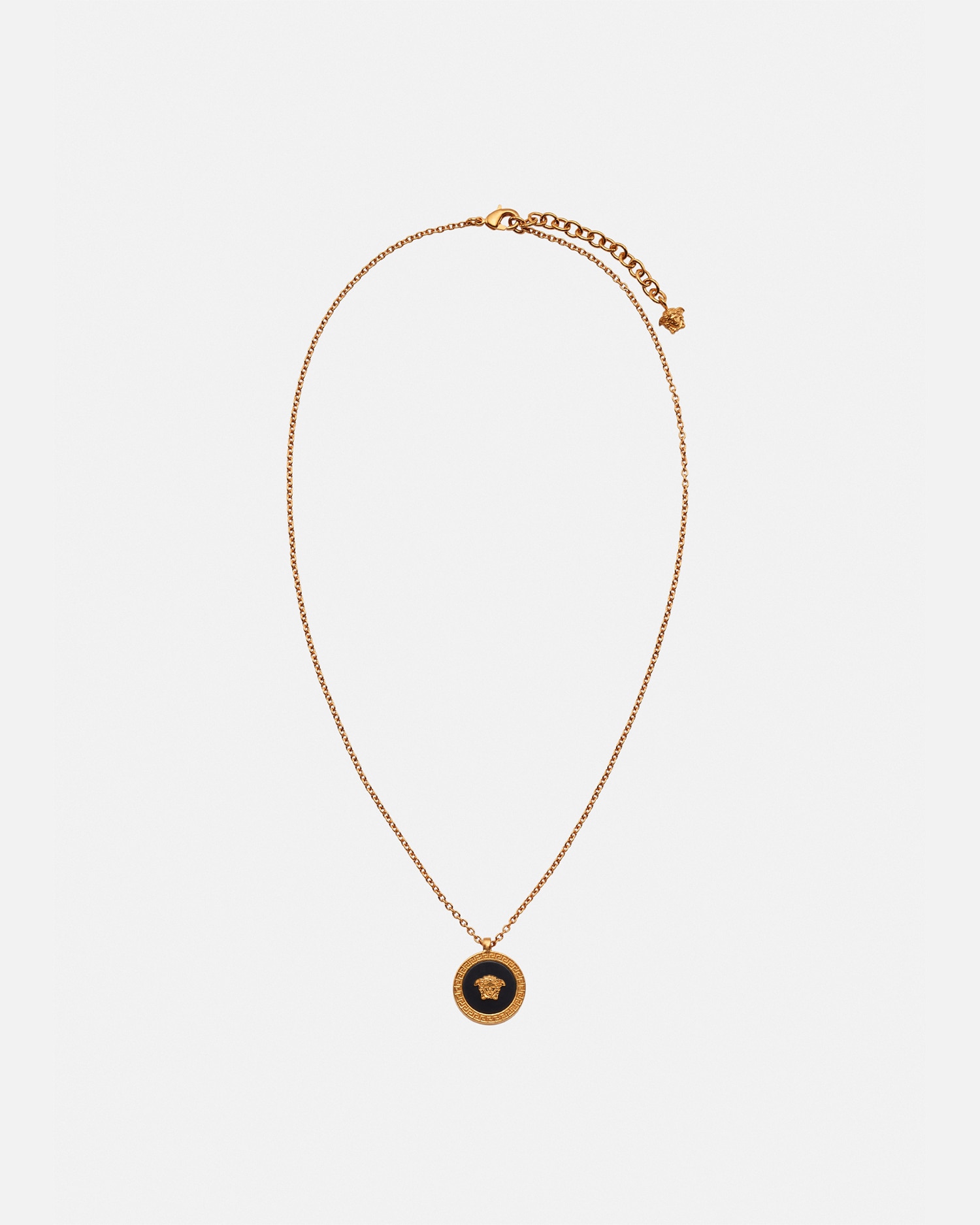 Shop Versace Enamel Medusa Necklace In Gold