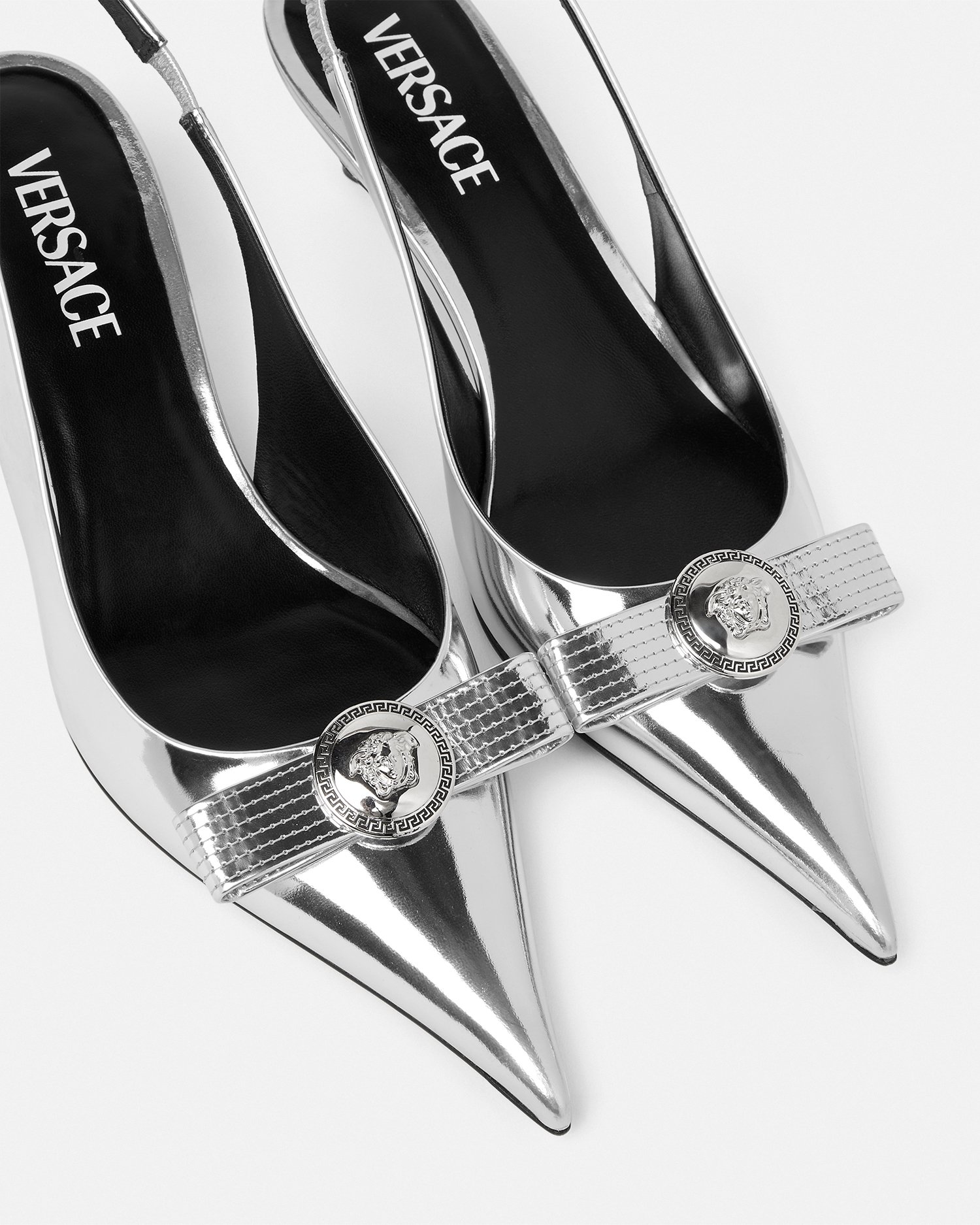 Gianni Ribbon Metallic Slingback Pumps 45 mm