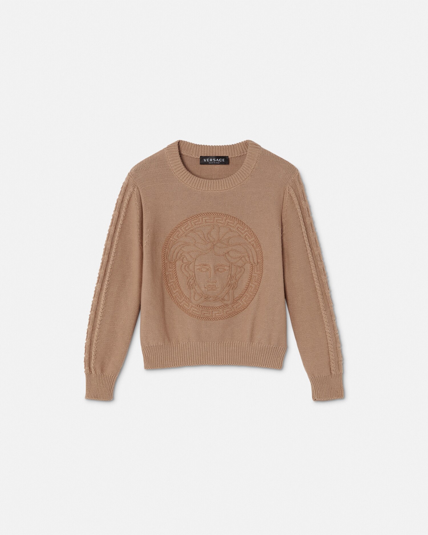 Versace Bambino Medusa Kids Knit Sweater In Beige