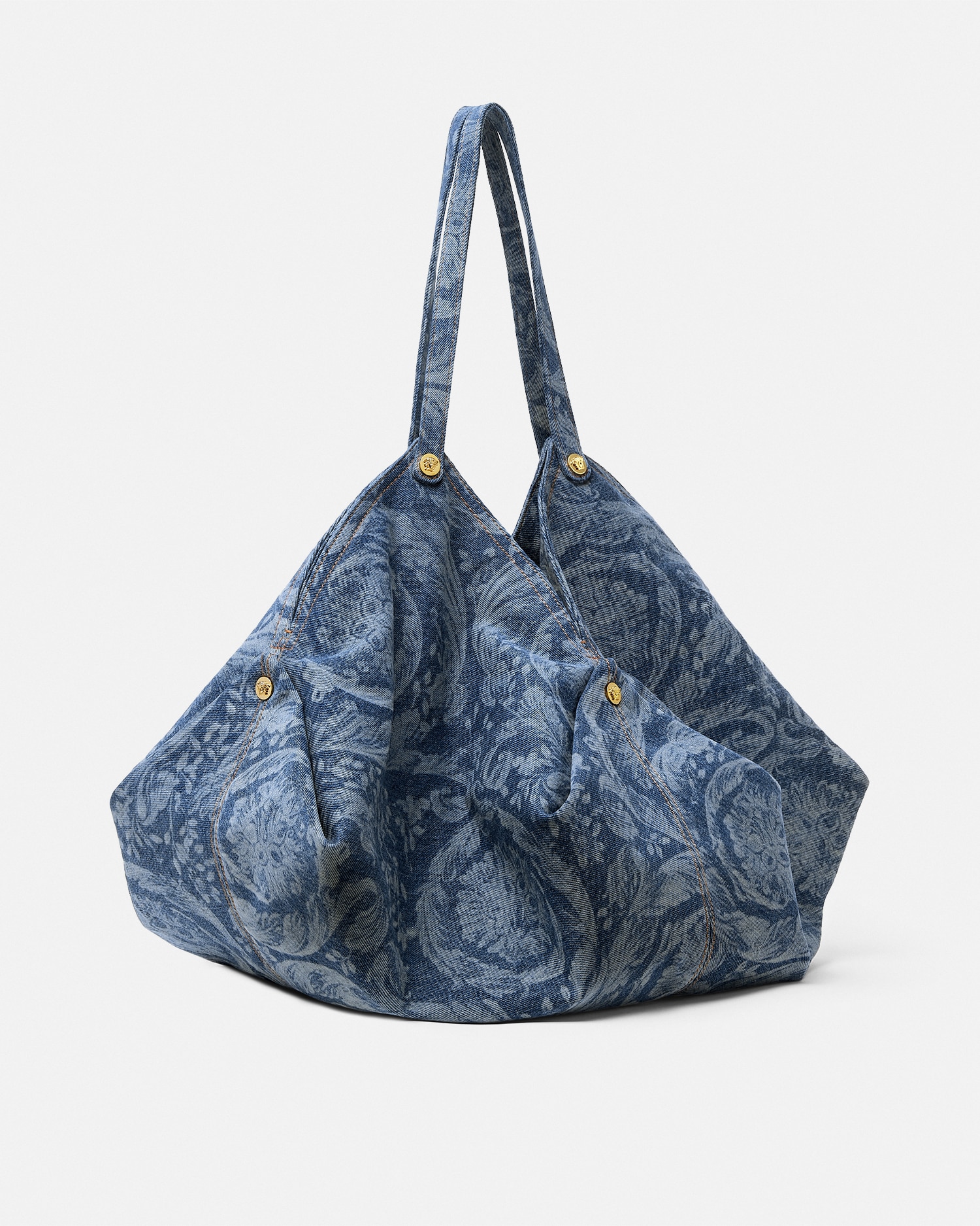 Versace Barocco Protea Denim Large Shoulder Bag