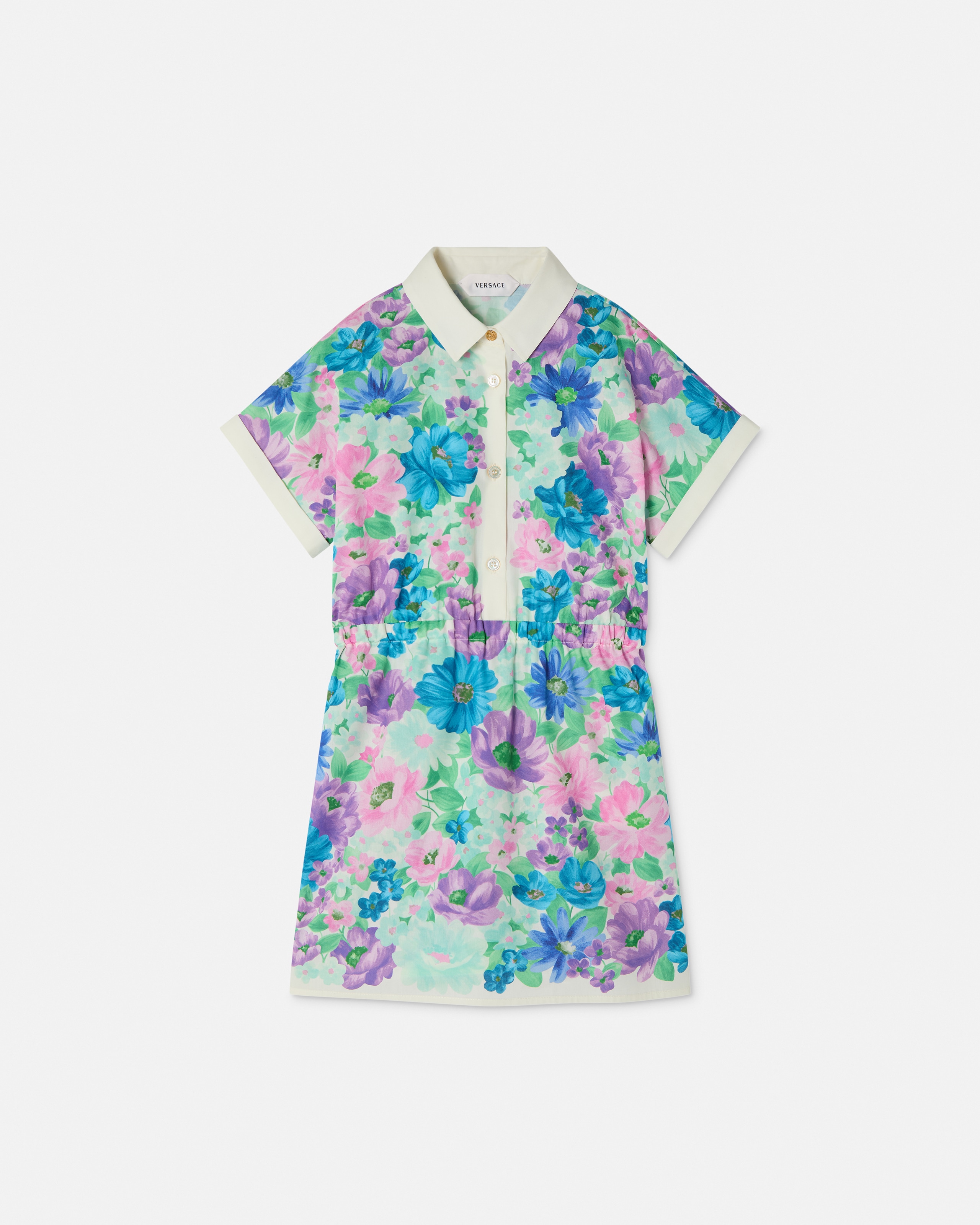 Versace Robe En Popeline De Coton Imprimée Kids In Multi
