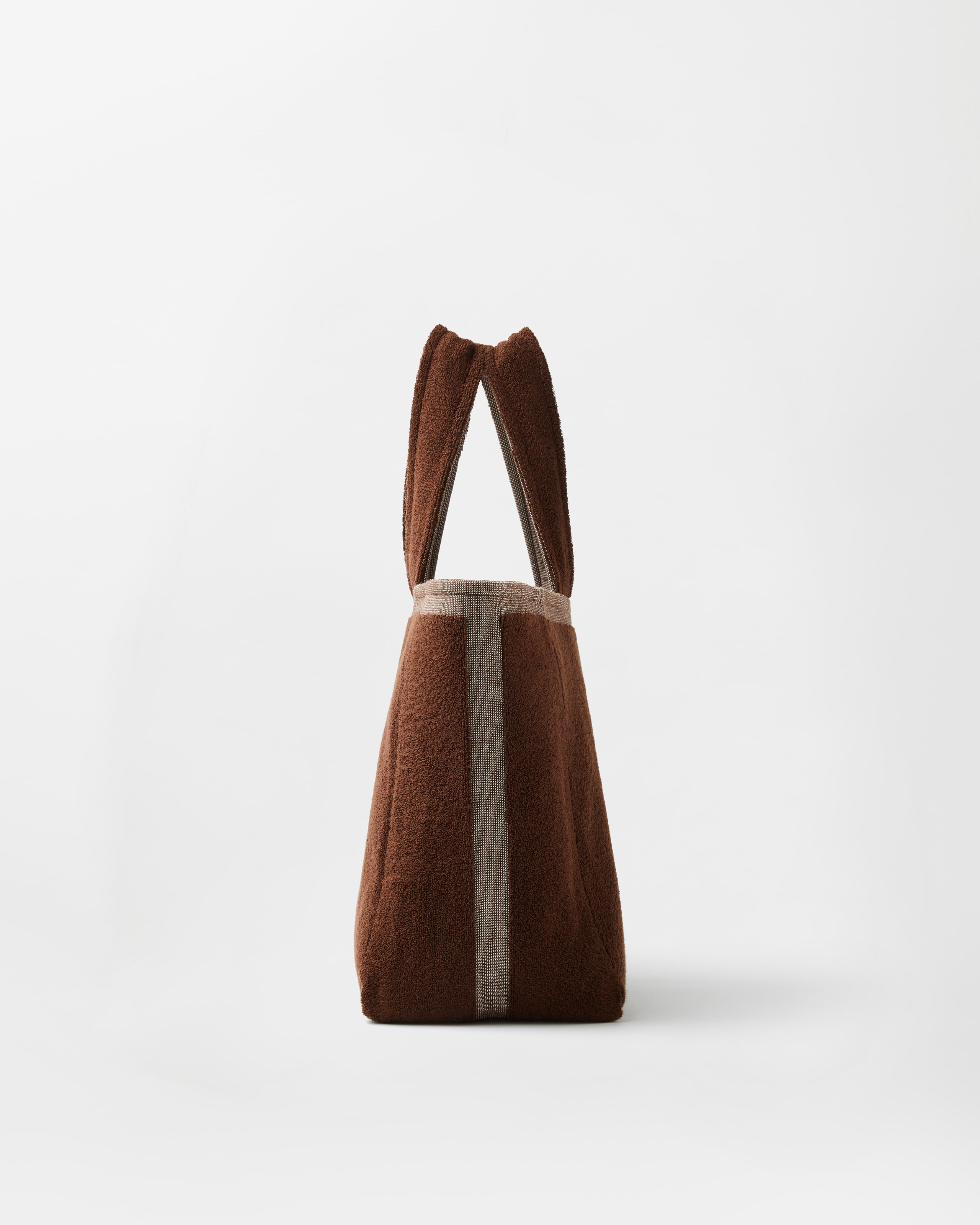 Cotton-Terry Jacquard Tote Brown | VERSACE US