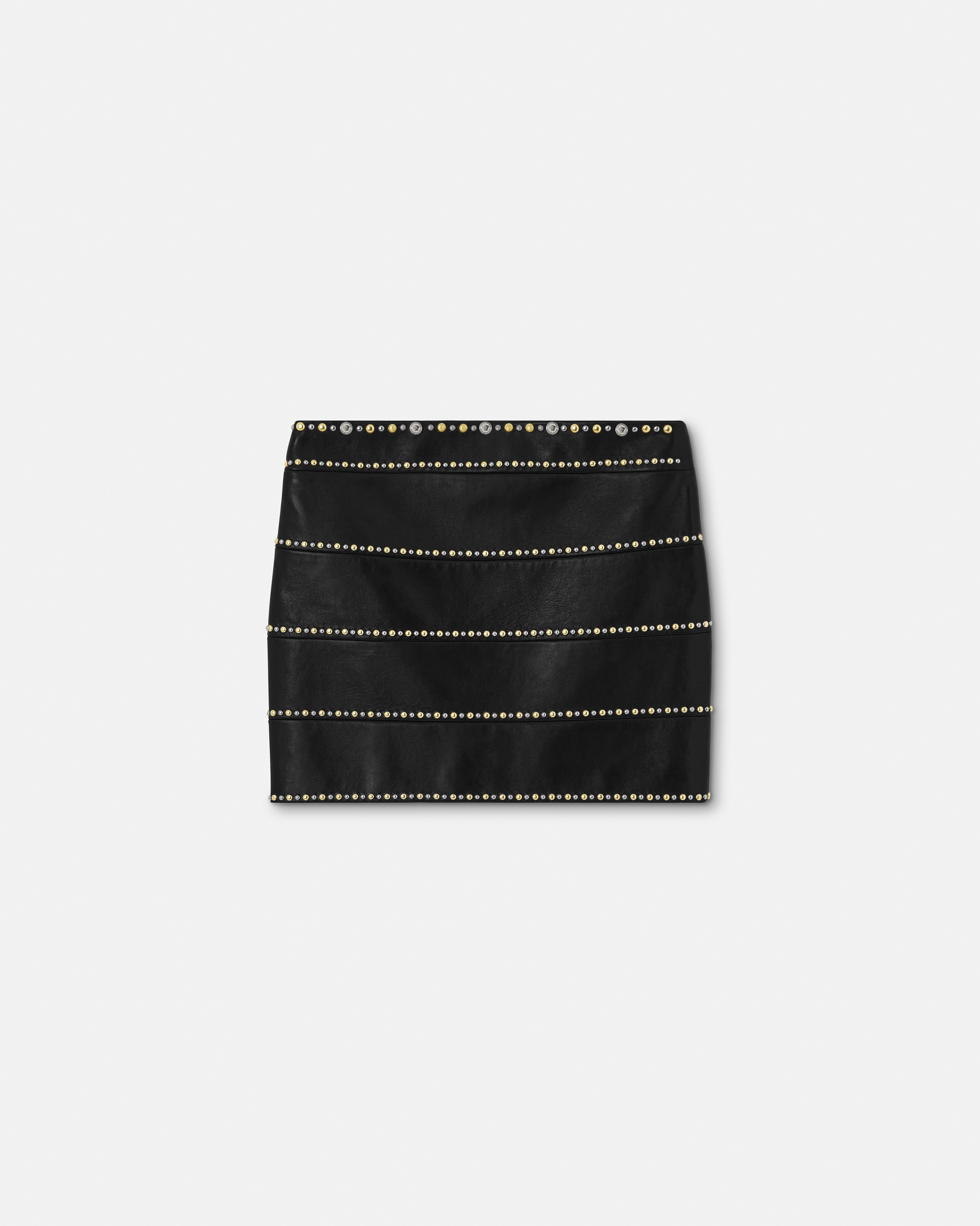 Versace Mini-jupe En Cuir À Ornements In Black