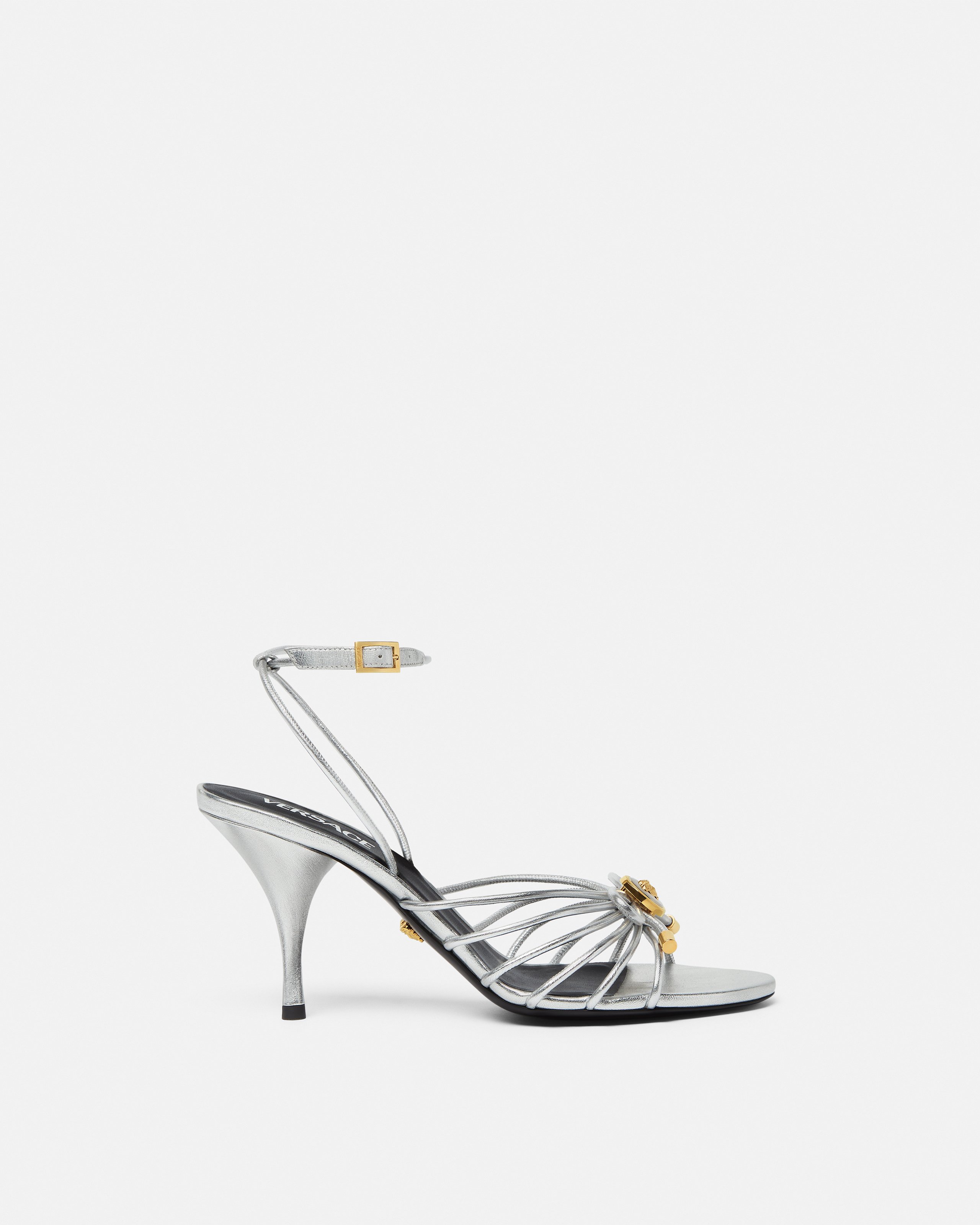 Opera Bow Metallic Sandals 85 mm
