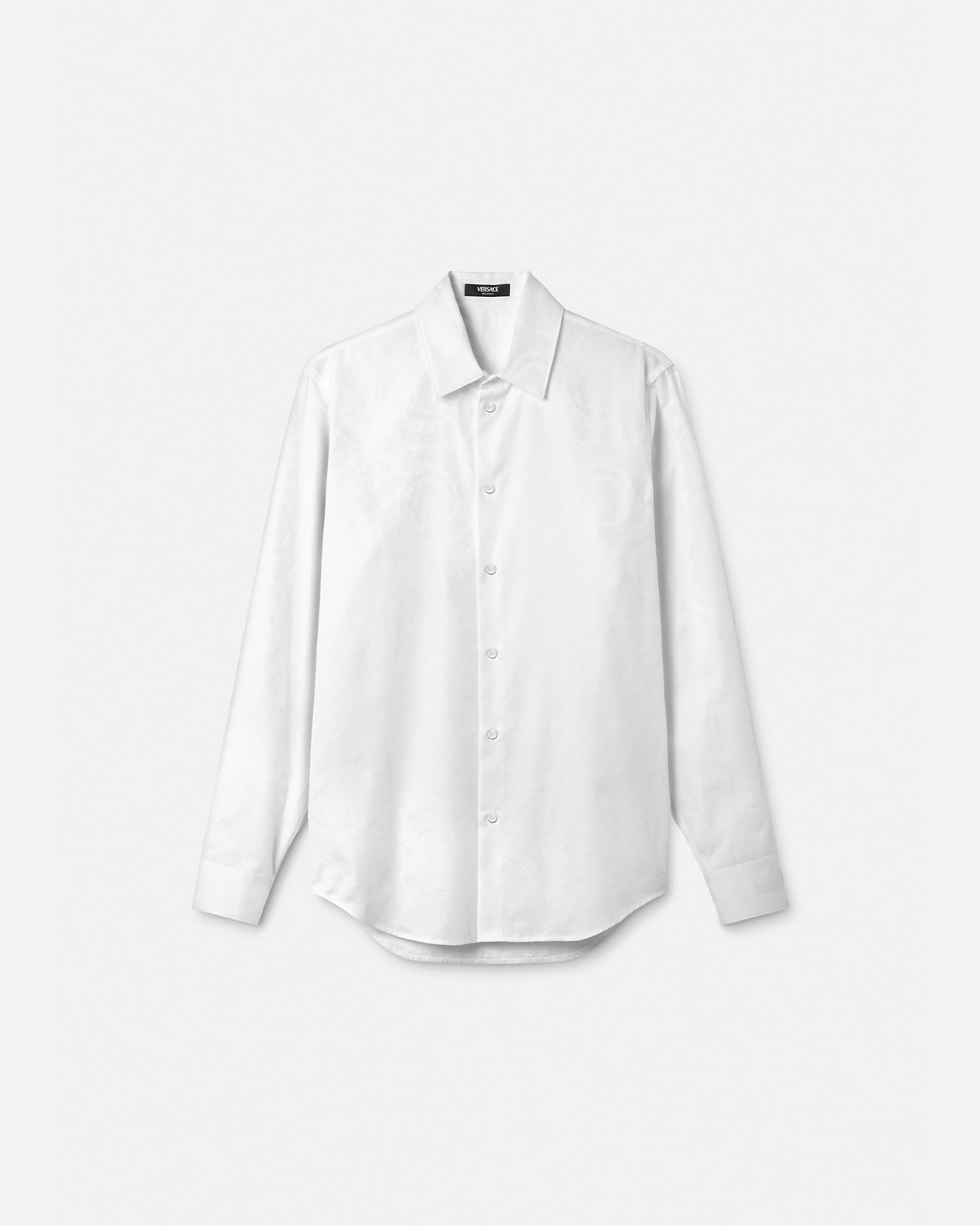 Versace Abbigliamento Barocco Silhouette Jacquard Shirt In White
