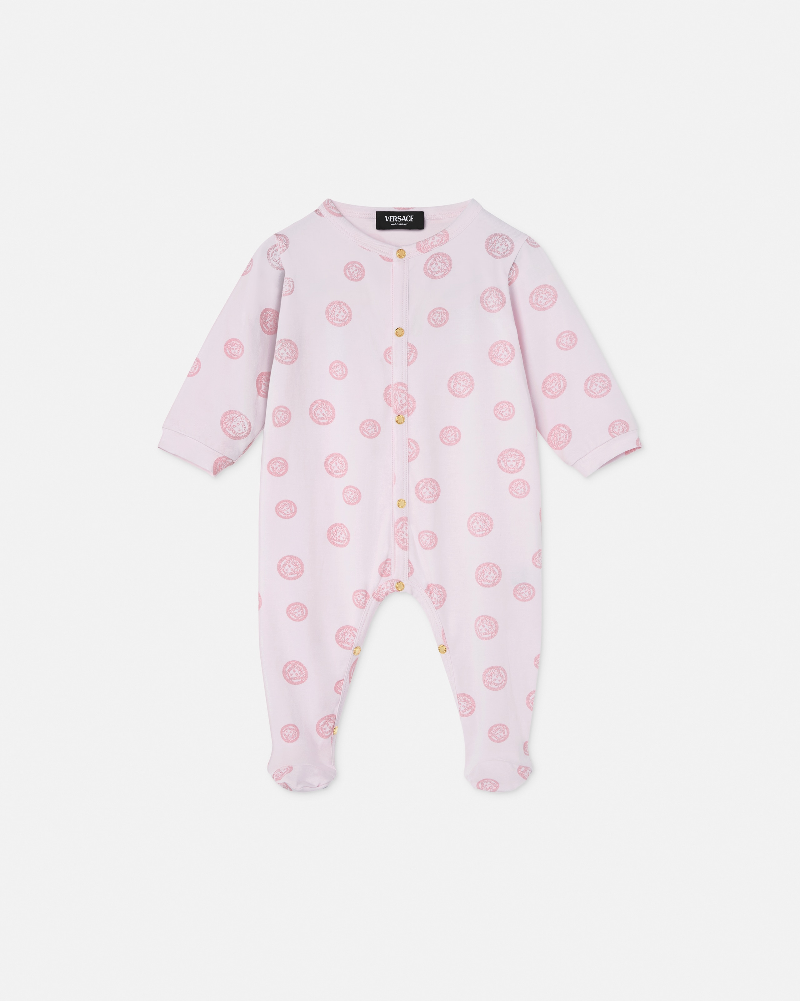 Versace Grenouillère En Jersey De Coton Imprimé Baby In Pink