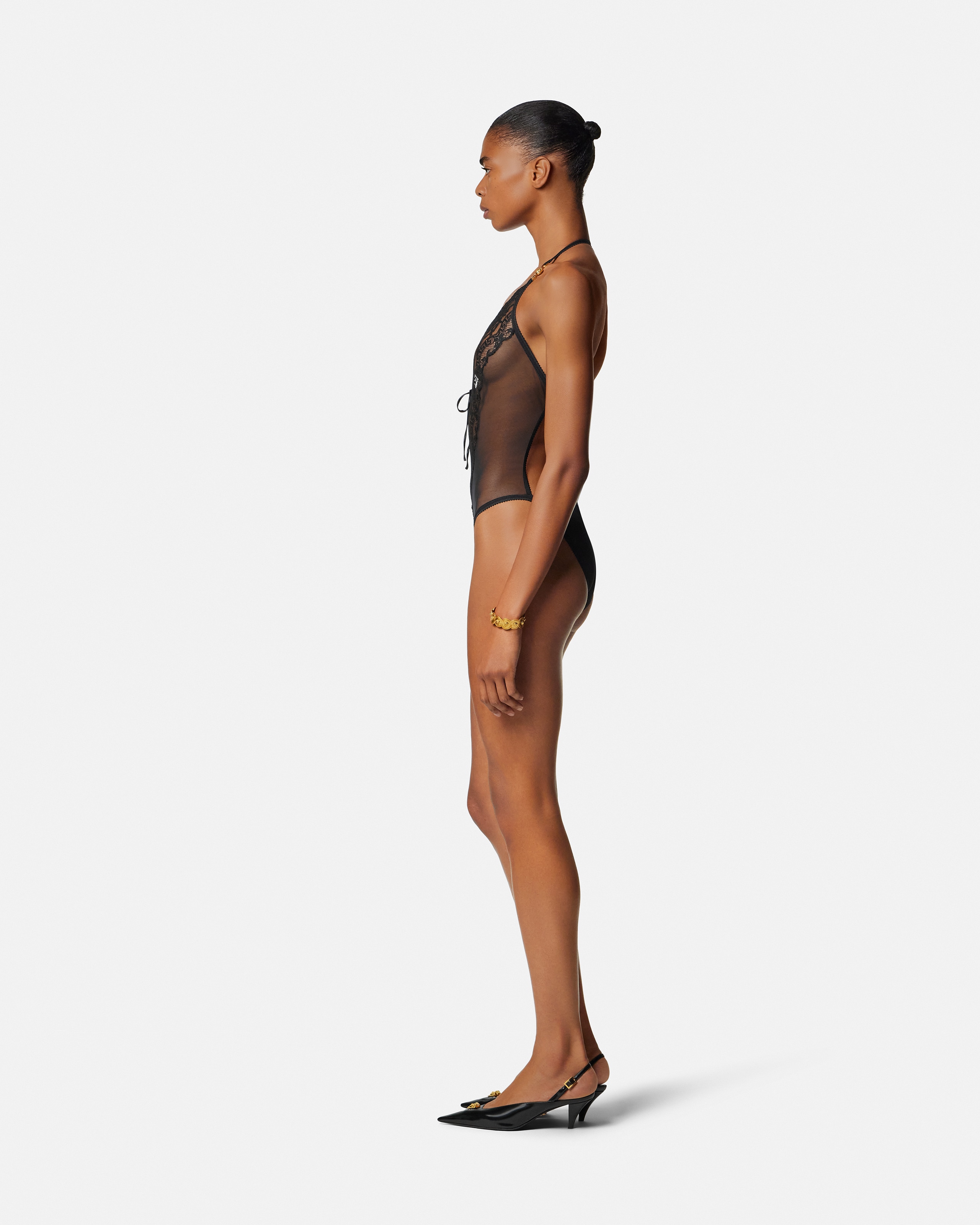 Embroidered Lace-Trim Bodysuit