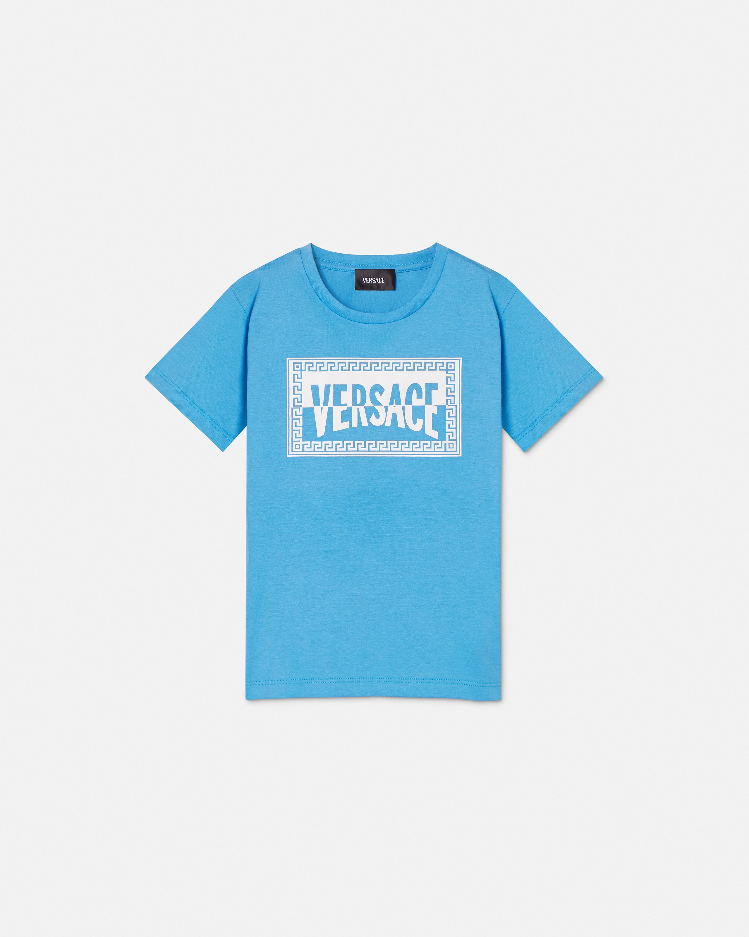 Versace Kids Printed Cotton-jersey T-shirt In Blue