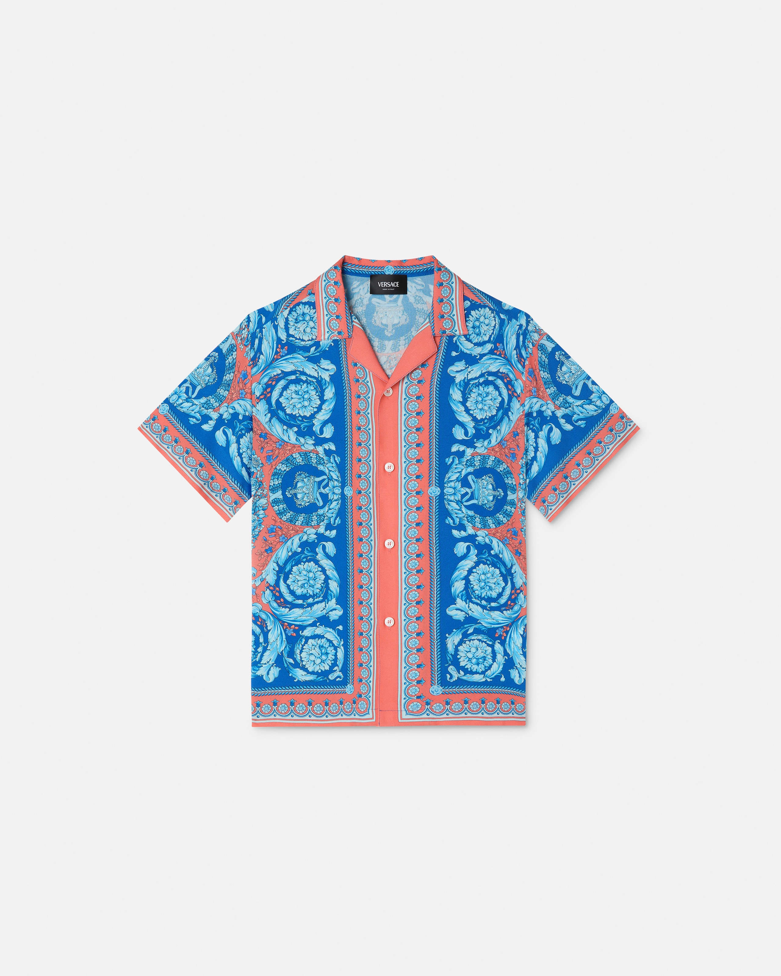 Versace Kids Printed Viscose Shirt In Multi