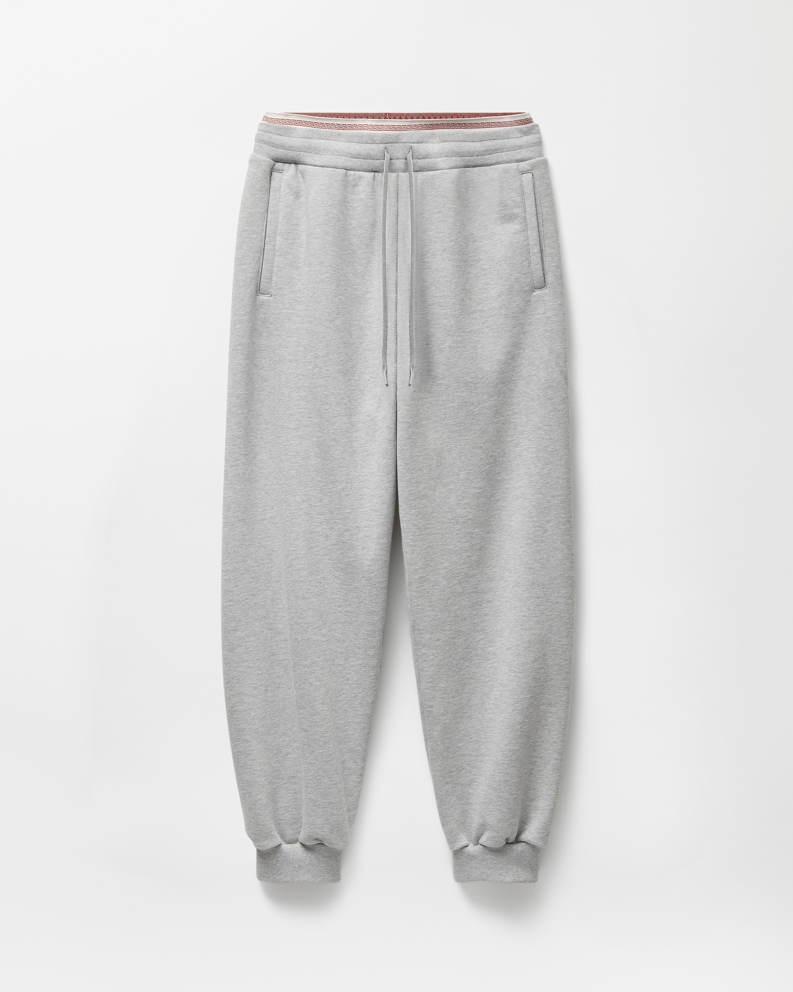 Versace Embroidered-logo Cotton Sweatpants In Gray