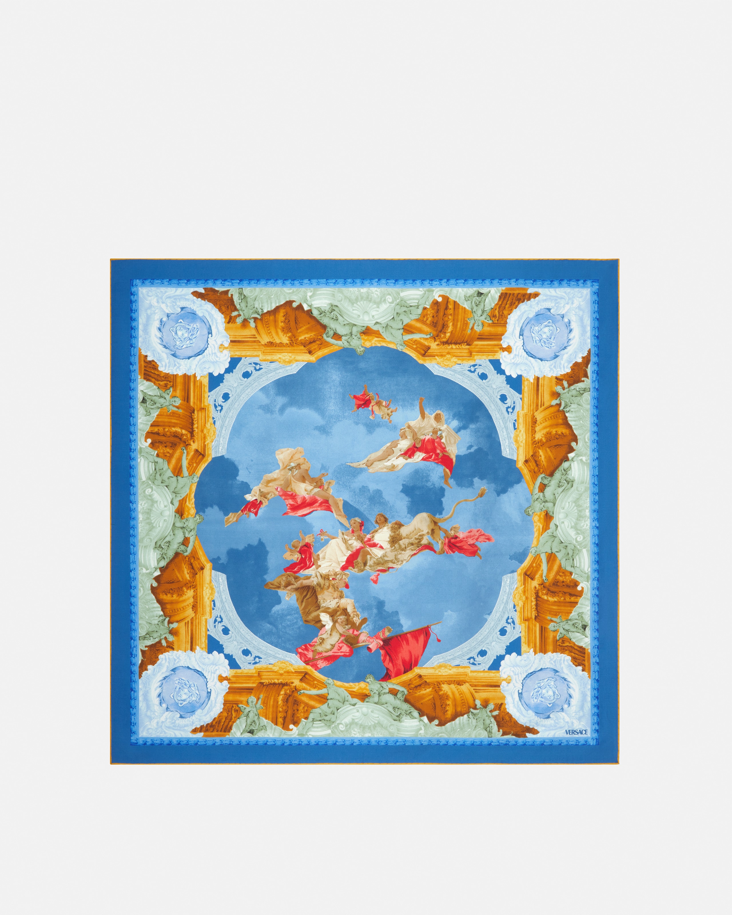 Versace Grand Foulard En Sergé De Soie Imprimé 90 Cm In Blue