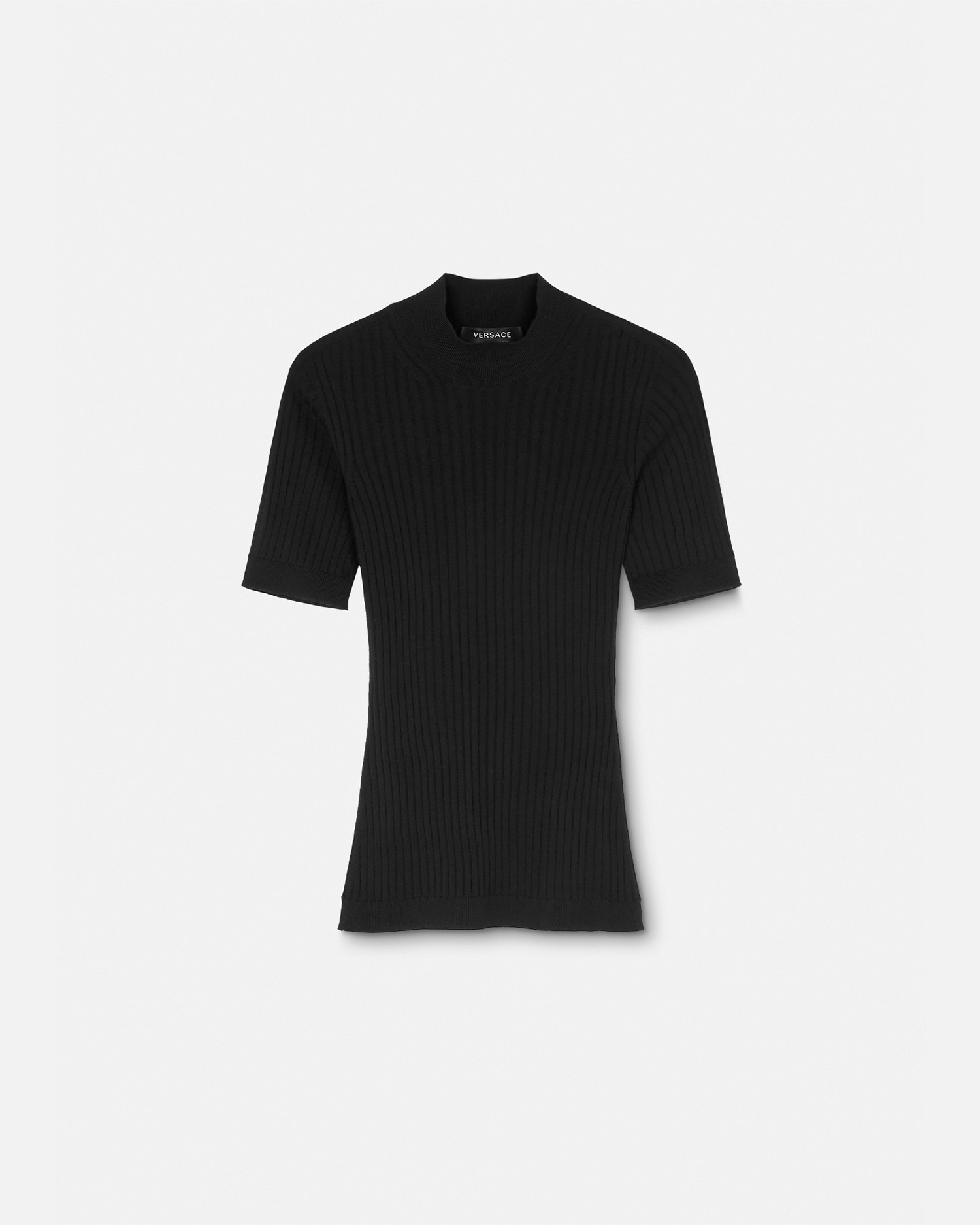 Versace Ribbed Knit T-shirt In Black