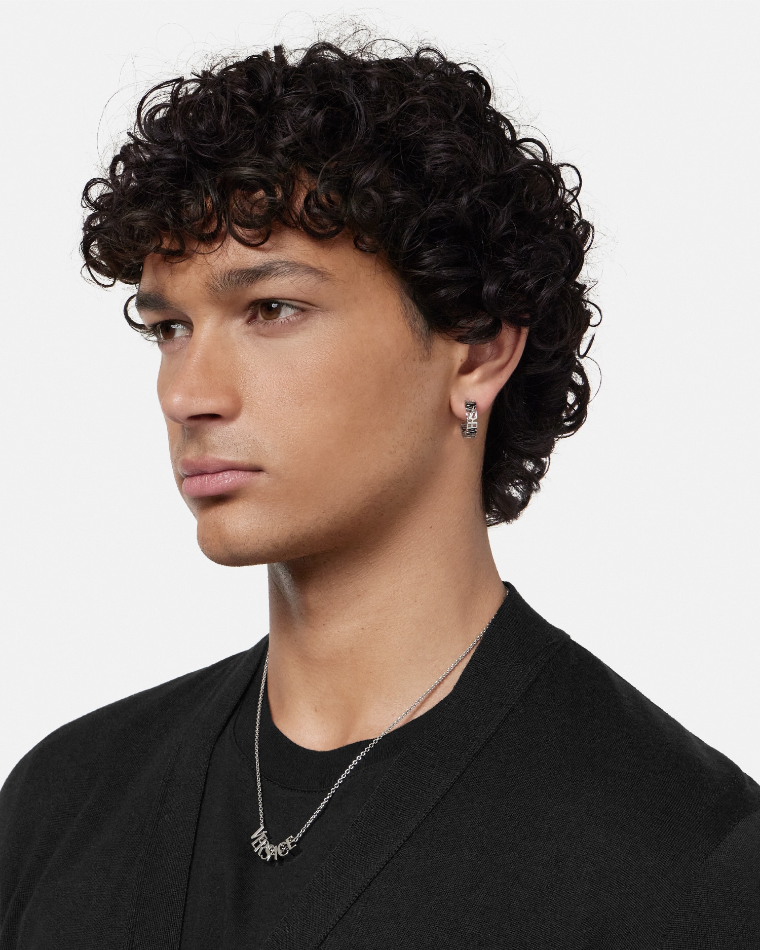 Versace Logo Hoop Earrings | VERSACE US