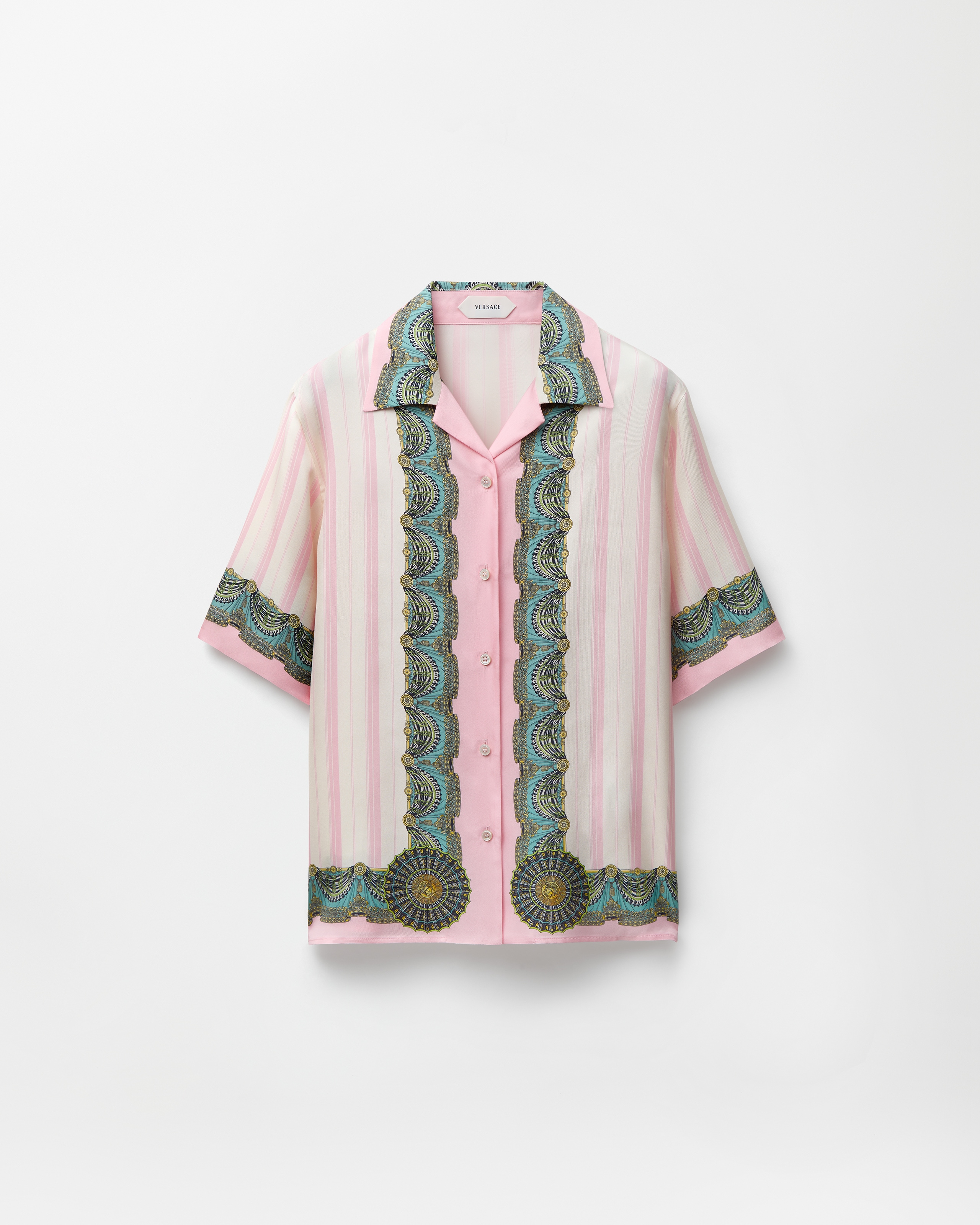 Versace Chemise En Sergé De Soie Imprimée In Rose