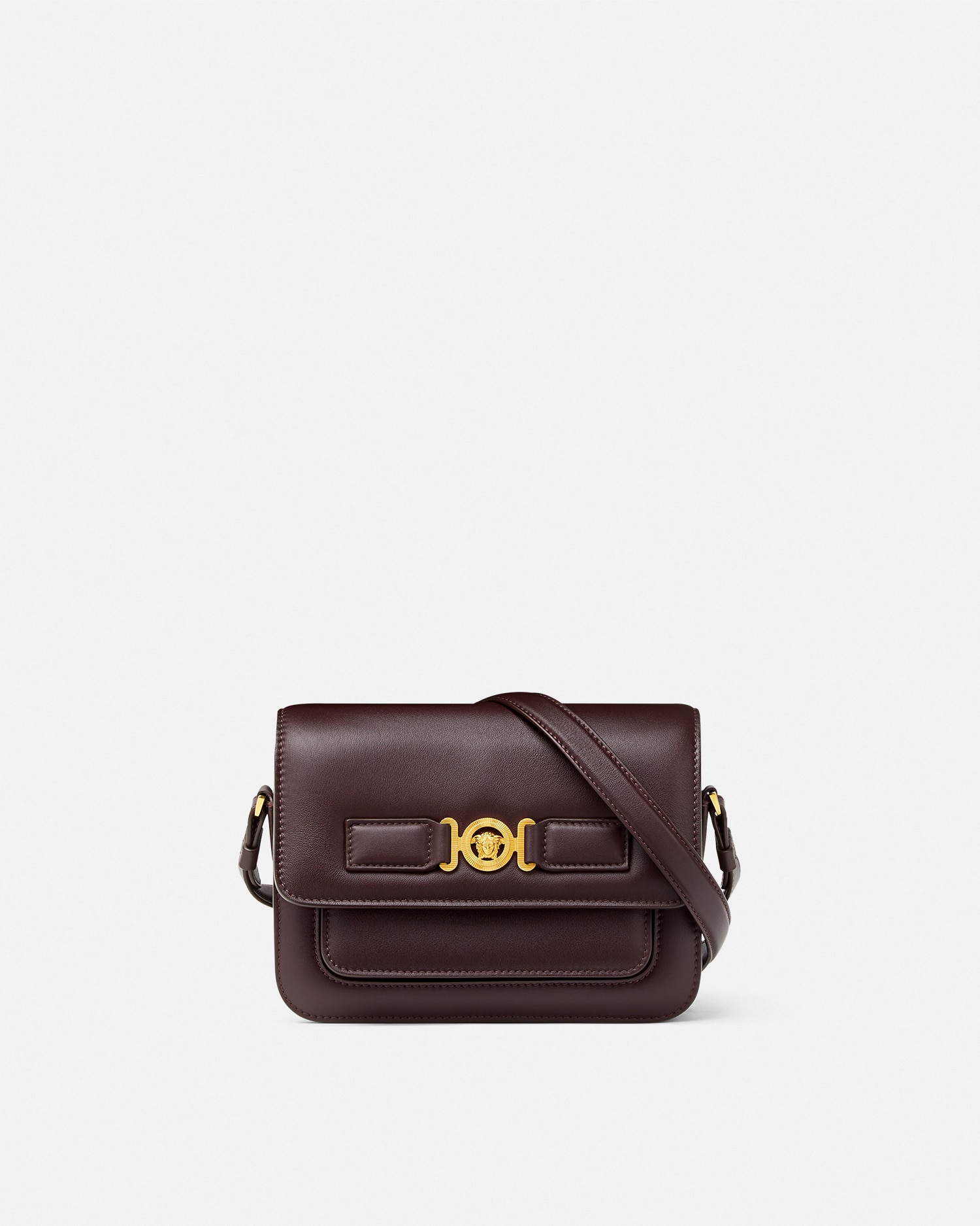 Versace Medusa Biggie Messenger Bag In Brown+gold