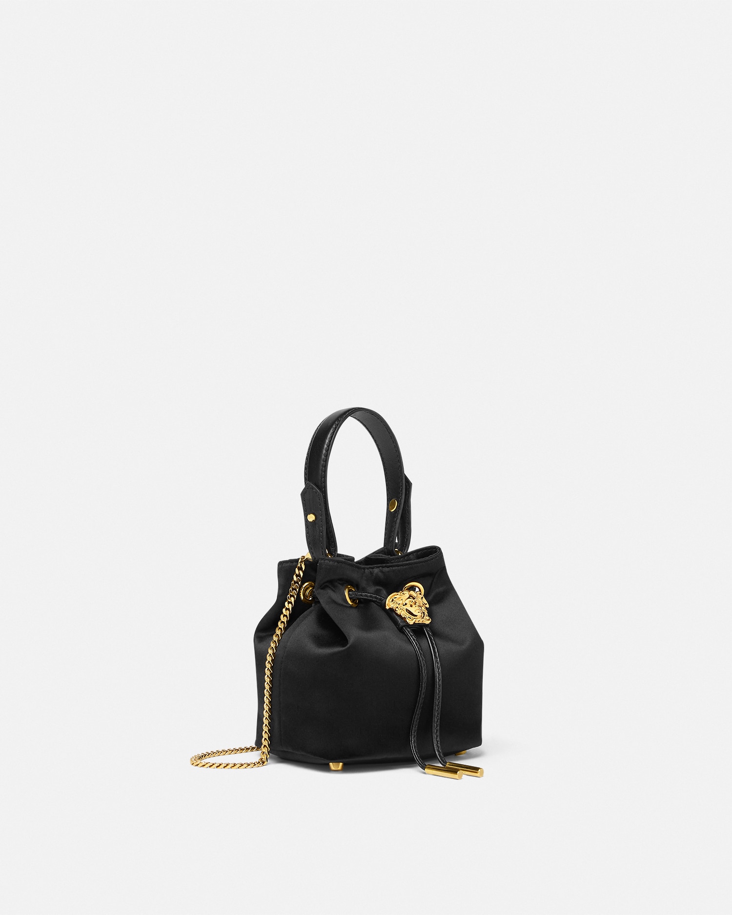 Versace Mini Sac Seau En Satin La Medusa In Noir+or