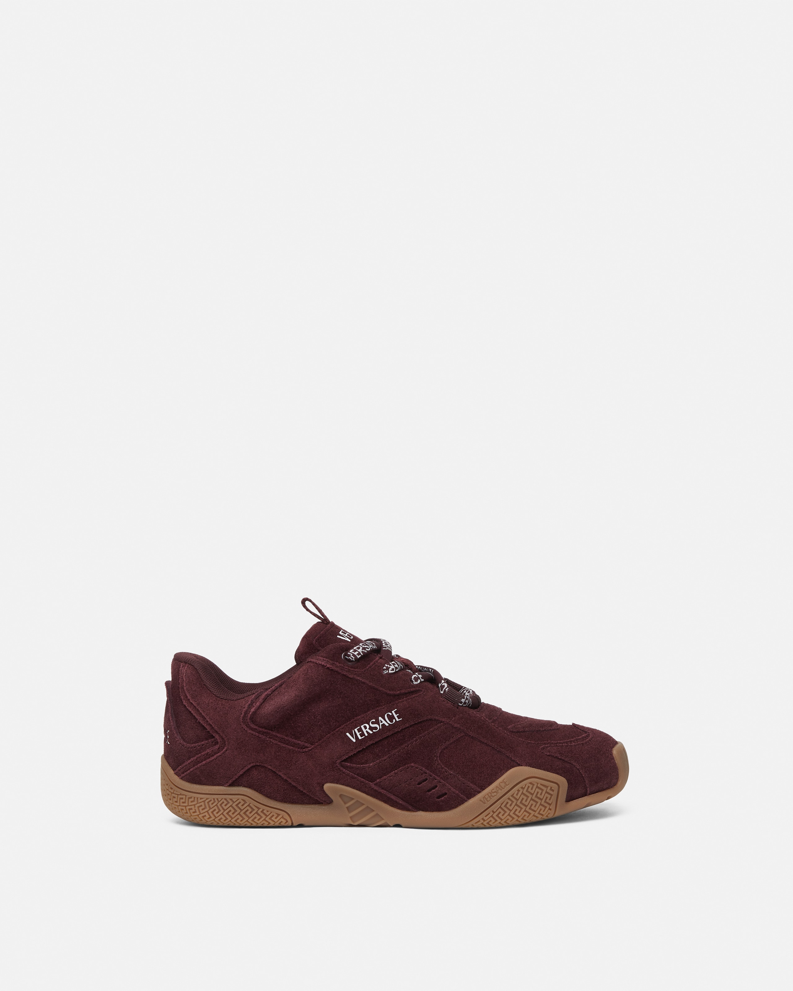 Versace Suede Galaxia Sneakers In Burgundy