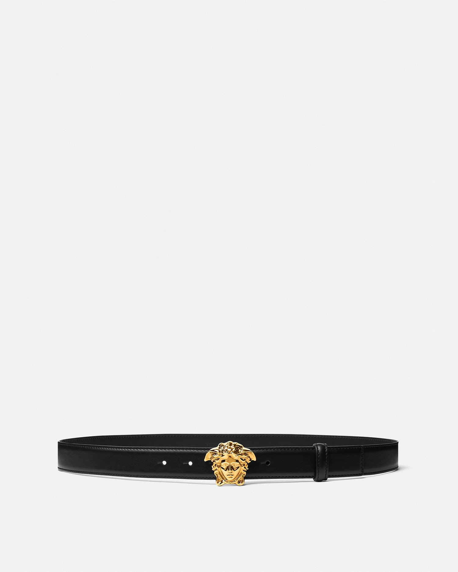 Versace La Medusa Leather Belt In Black