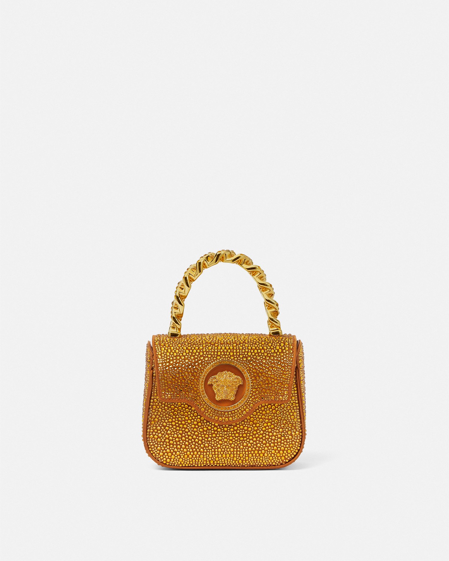 Versace Accessori Crystal La Medusa Mini Bag In Orange