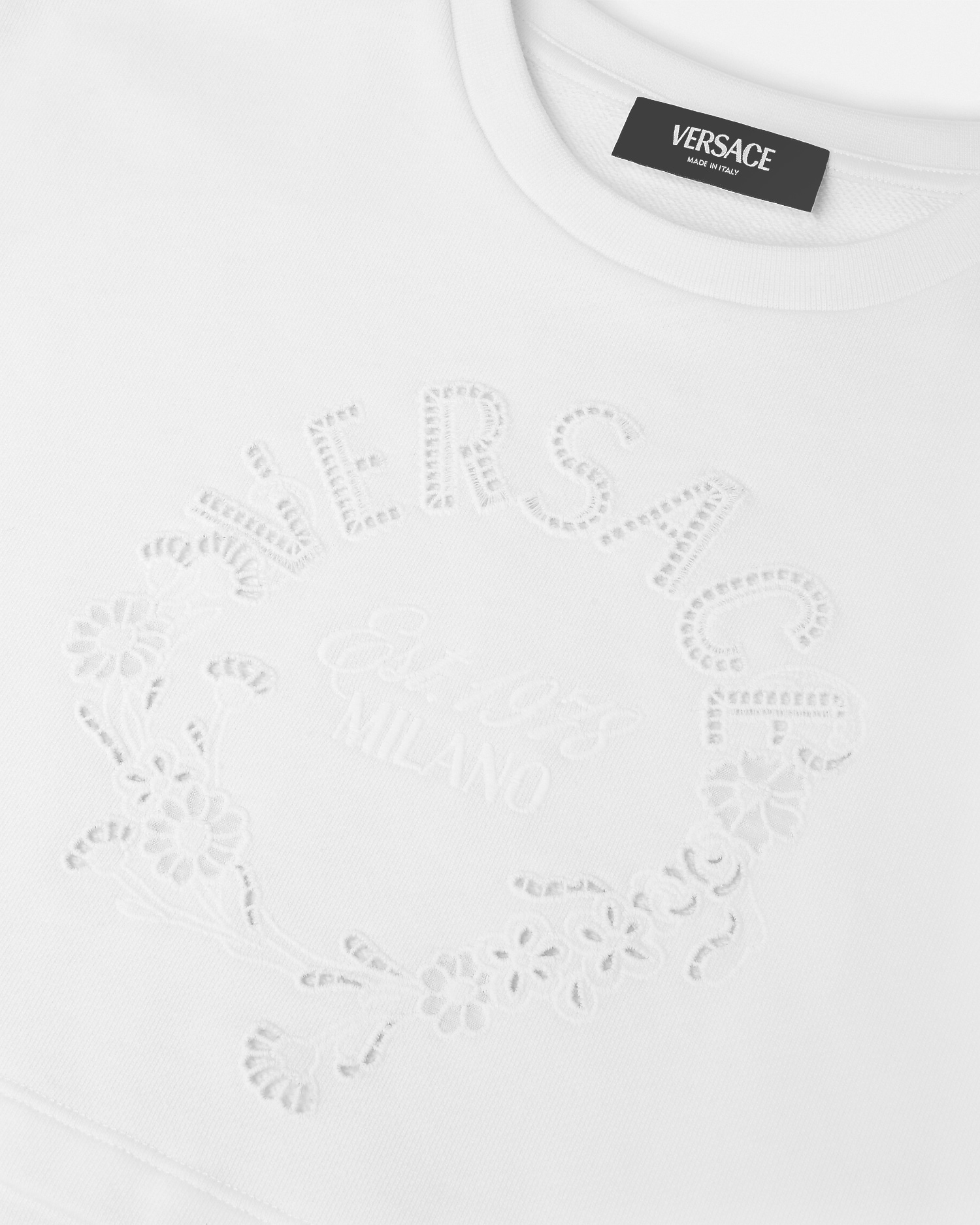 Embroidered Sangallo Crop Kids Sweatshirt