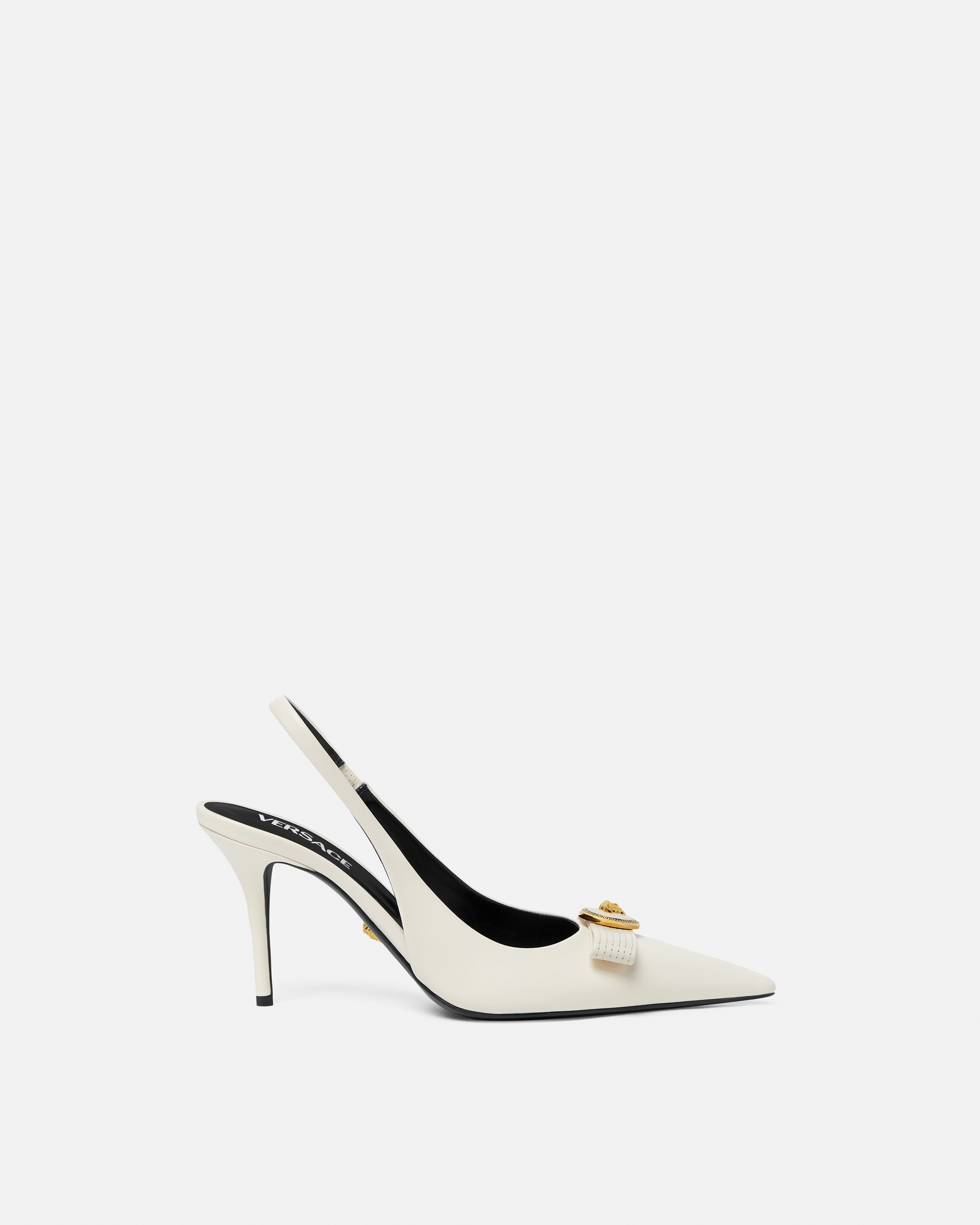 Gianni Ribbon Leather Slingbacks 85 mm