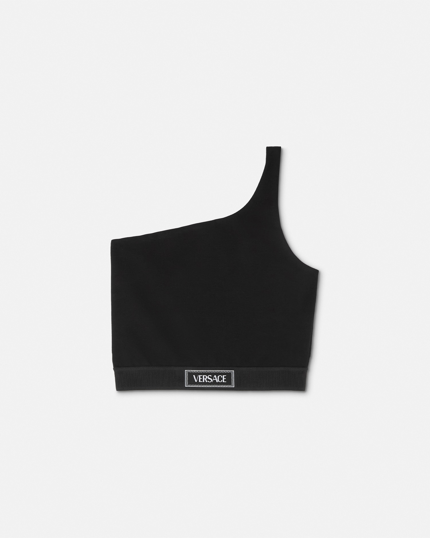 Versace 90s Vintage Logo One-shoulder Crop Top