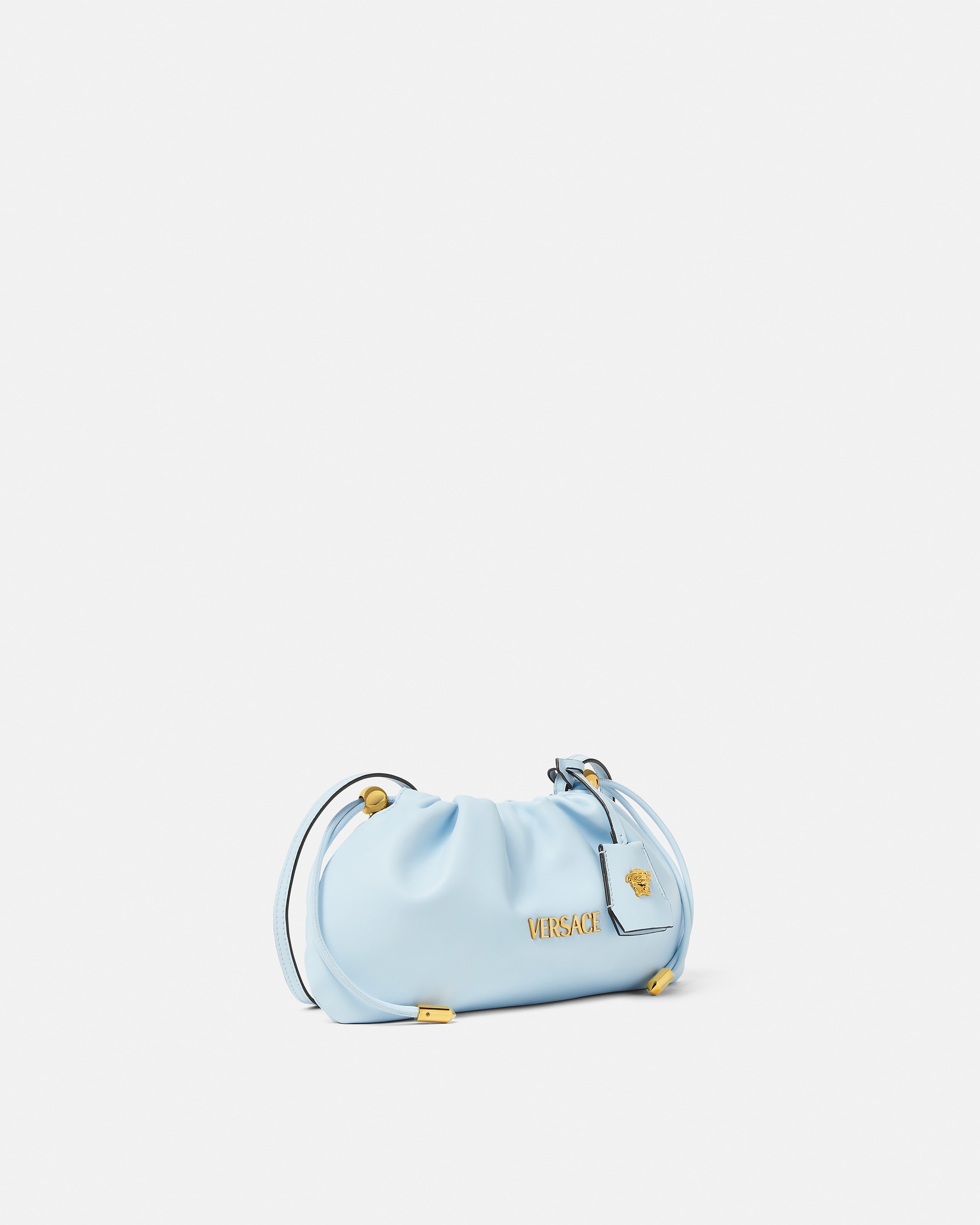 Versace Tag Nappa Mini Bag In Blue
