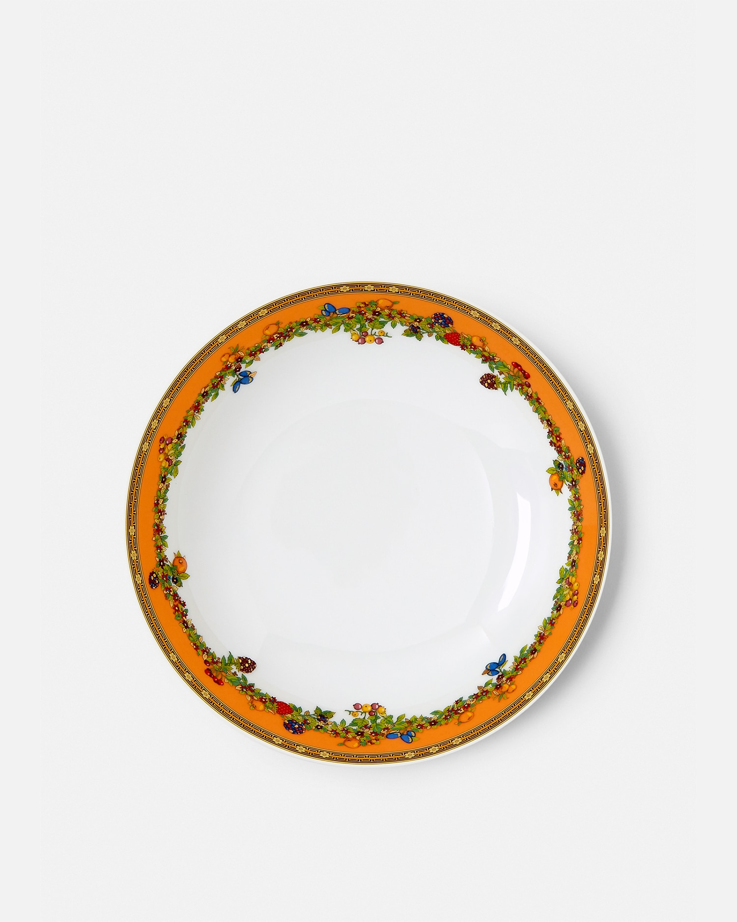Versace Porcellane E Cristalli Le Jardin Deep Plate 21,5 Cm In Orange