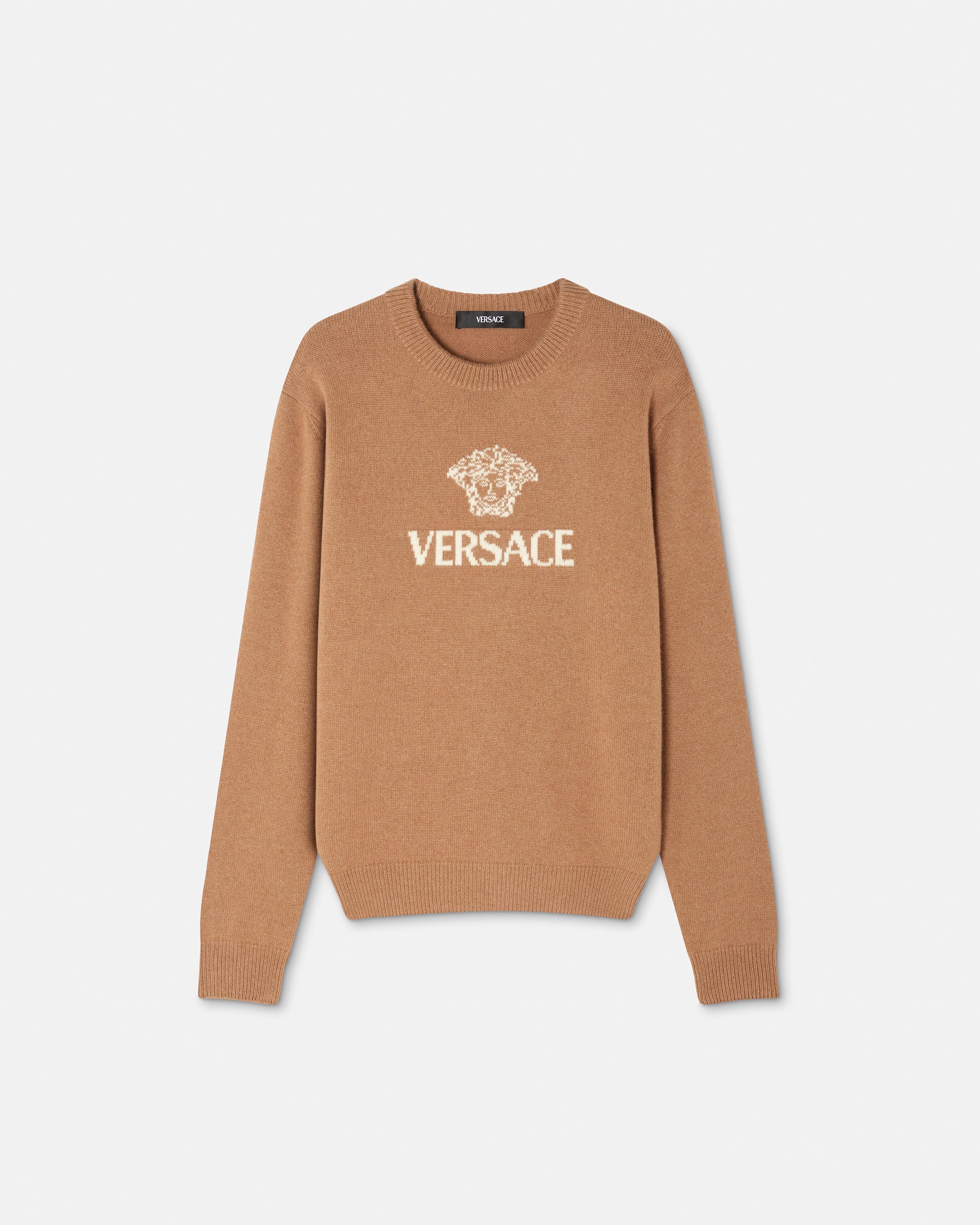 Ik21 VERSACE ヴェルサーチ vintage front logo knitwear ロゴ刺繍 ニット サイズS ホワイト レディース トップスk02i ヴェルサーチ(VERSACE)ヴェルサーチ ニット ニット 衣料品 トップス