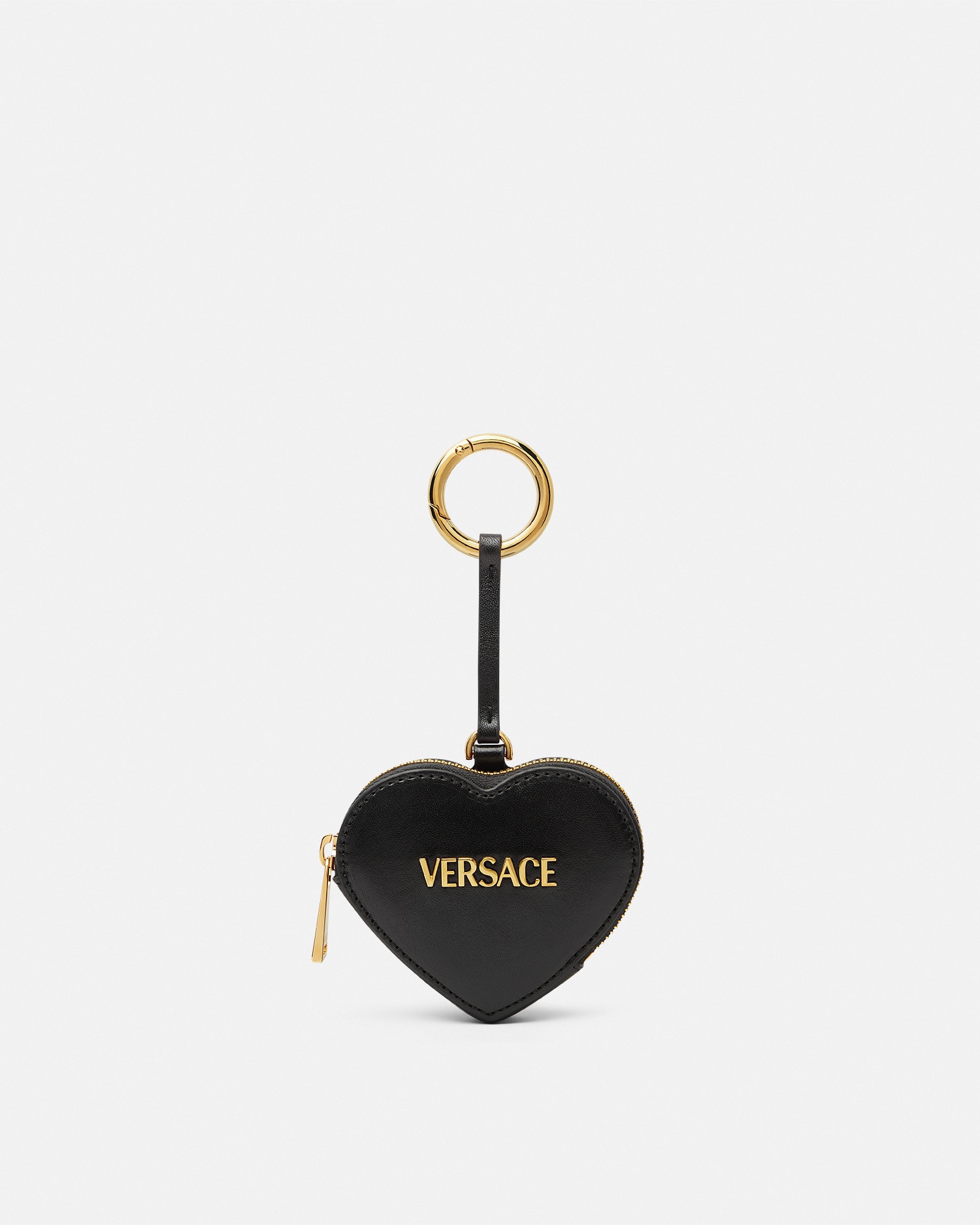 Versace Tag Coin Pouch In Noir+or
