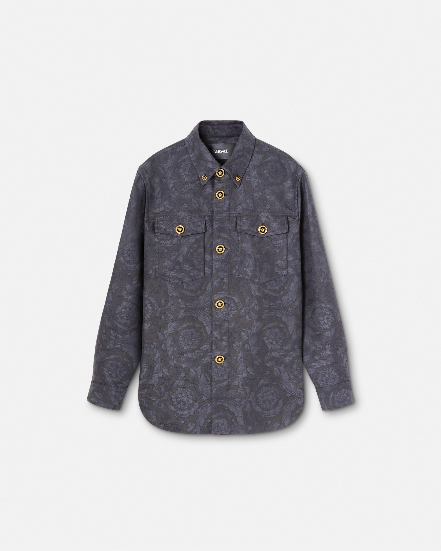 Versace Abbigliamento Barocco Overshirt In Gray