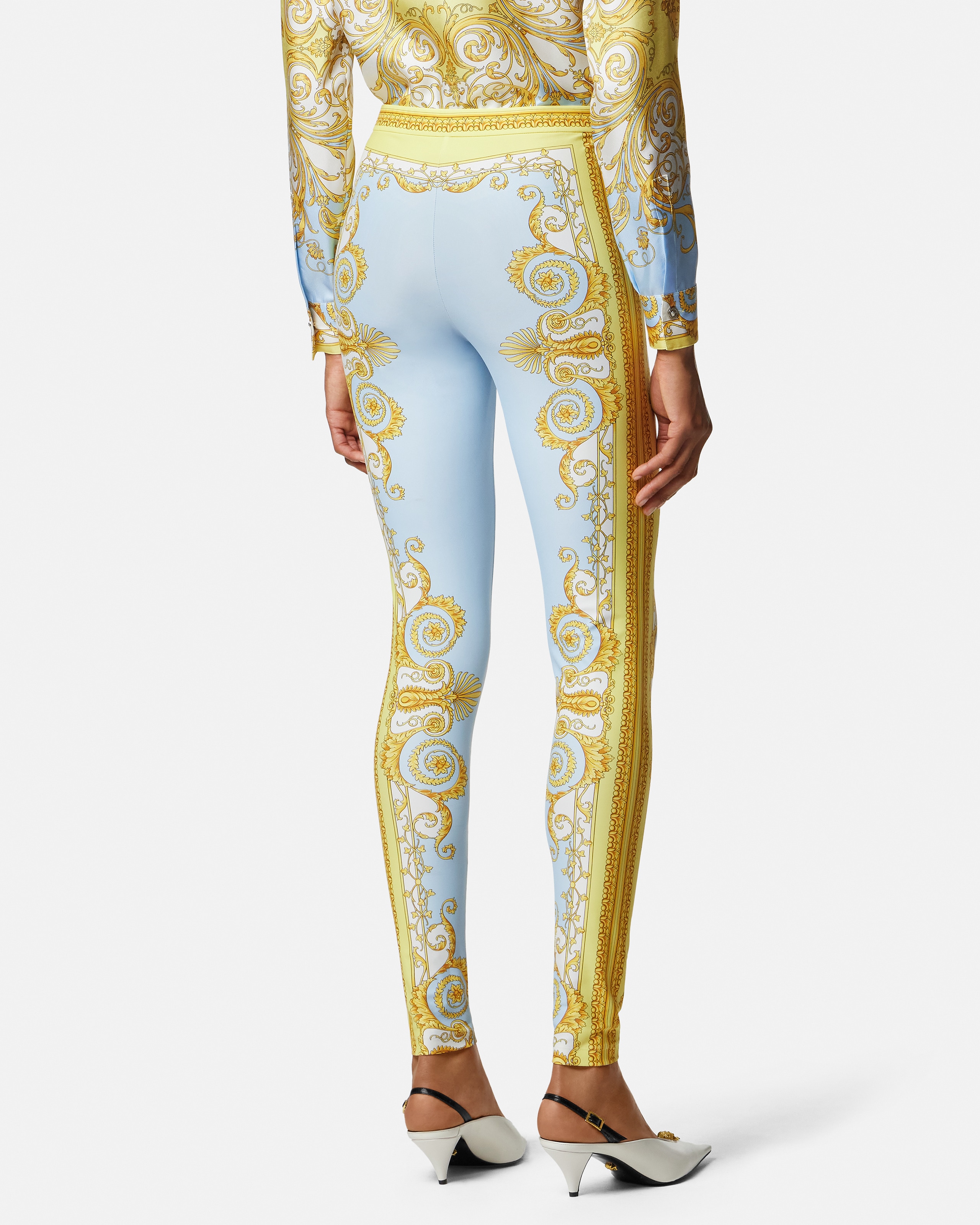 VERSACE ピンクと黒のレギンス 38 Women's Designer Leggings | VERSACE