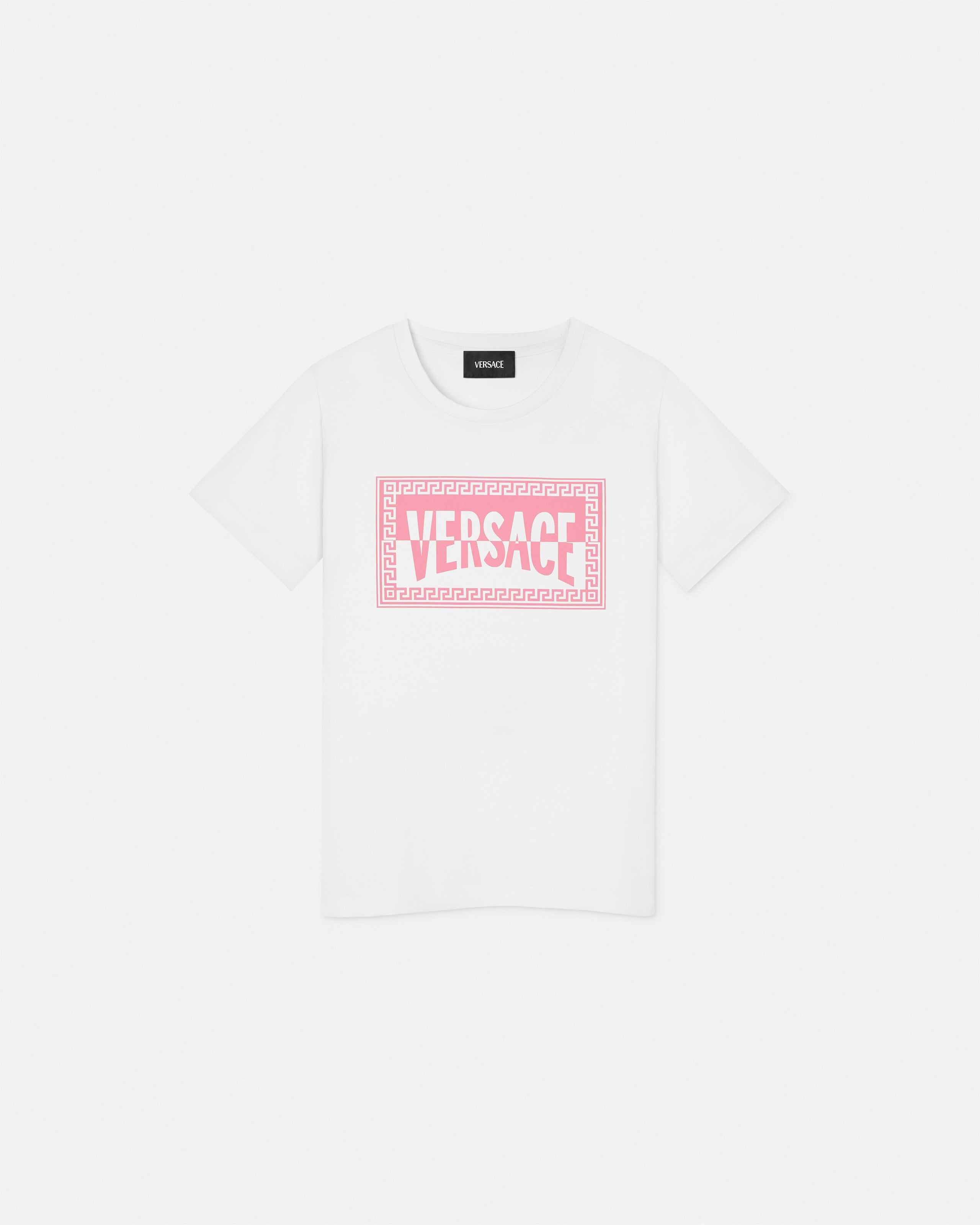 Kids Printed Cotton-Jersey T-Shirt White,Pink | VERSACE US