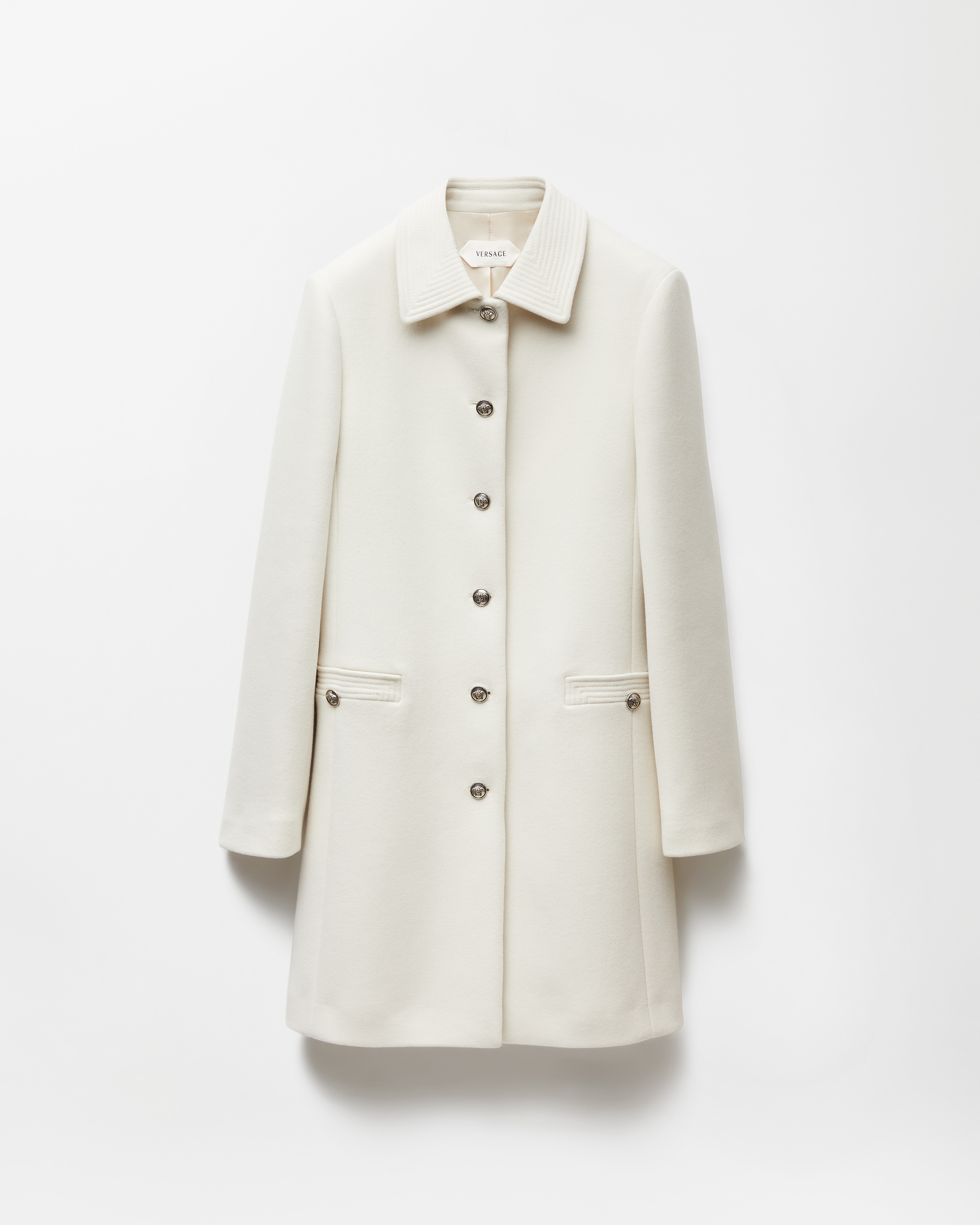 Versace Double-wool Coat In White