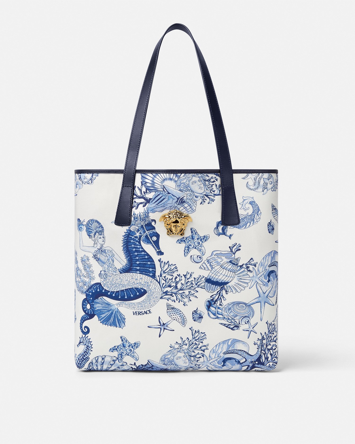 Versace Coral Theatre La Medusa Canvas Tote Bag
