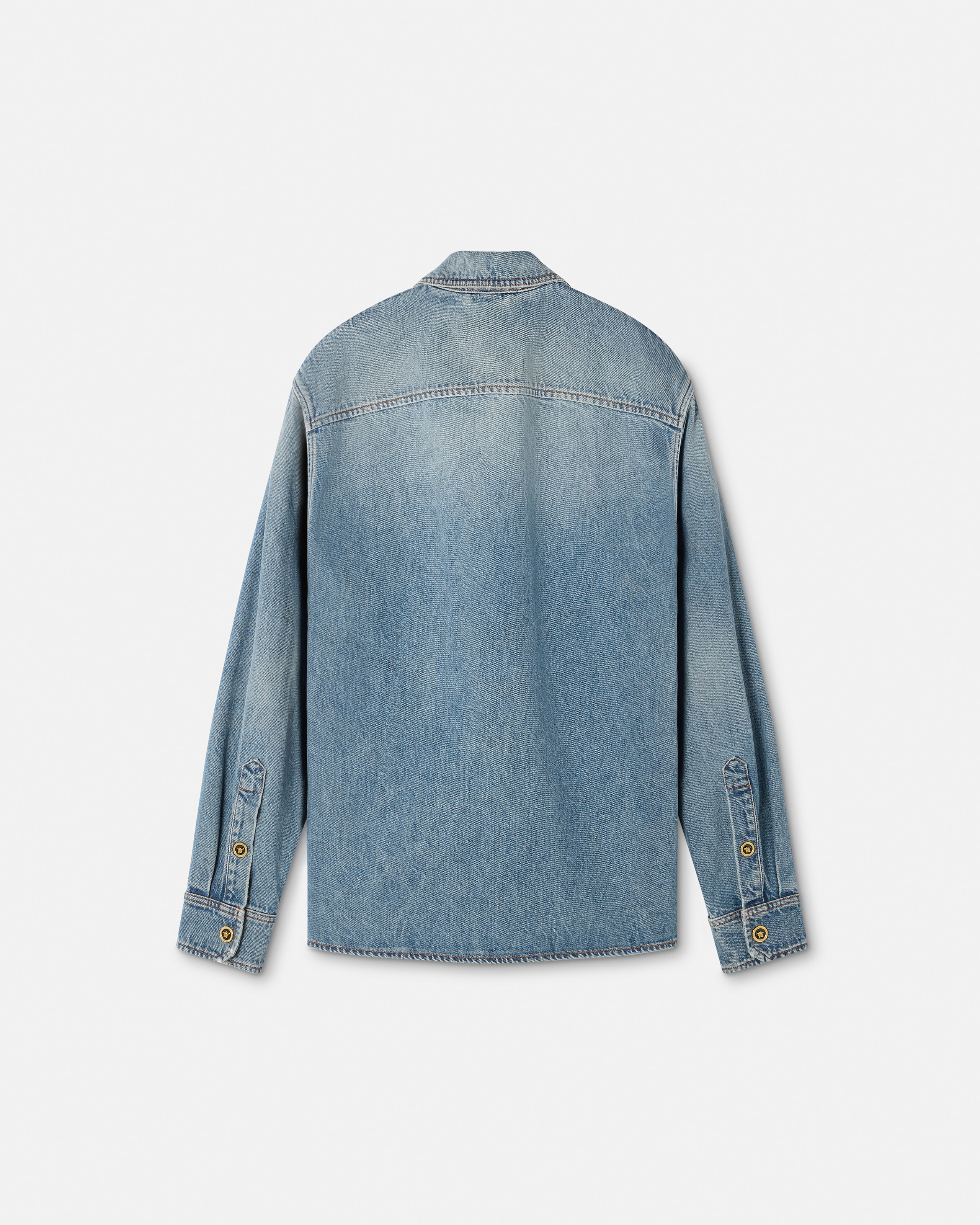 Denim Zip Overshirt Blue | VERSACE US