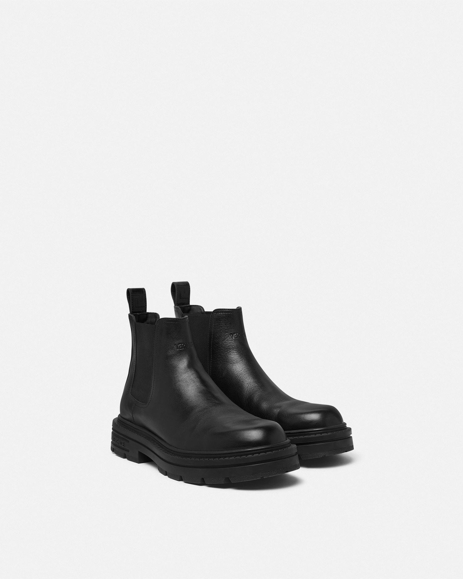 ブーツその他 Versace Black Leather Ankle Boots Versace Men's Leather Chelsea Boots, Size 10. 5 US