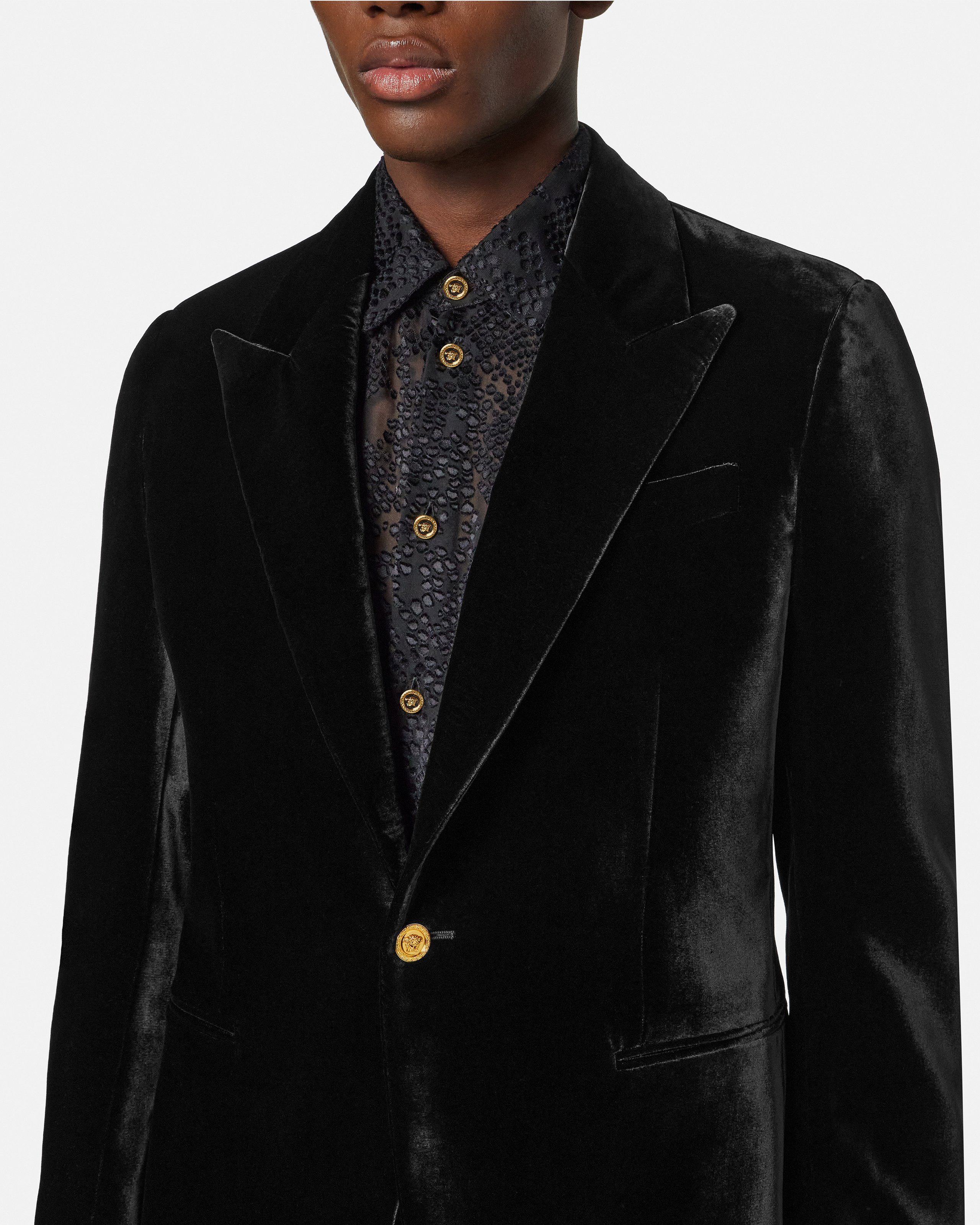 Velvet Single-Breasted Blazer
