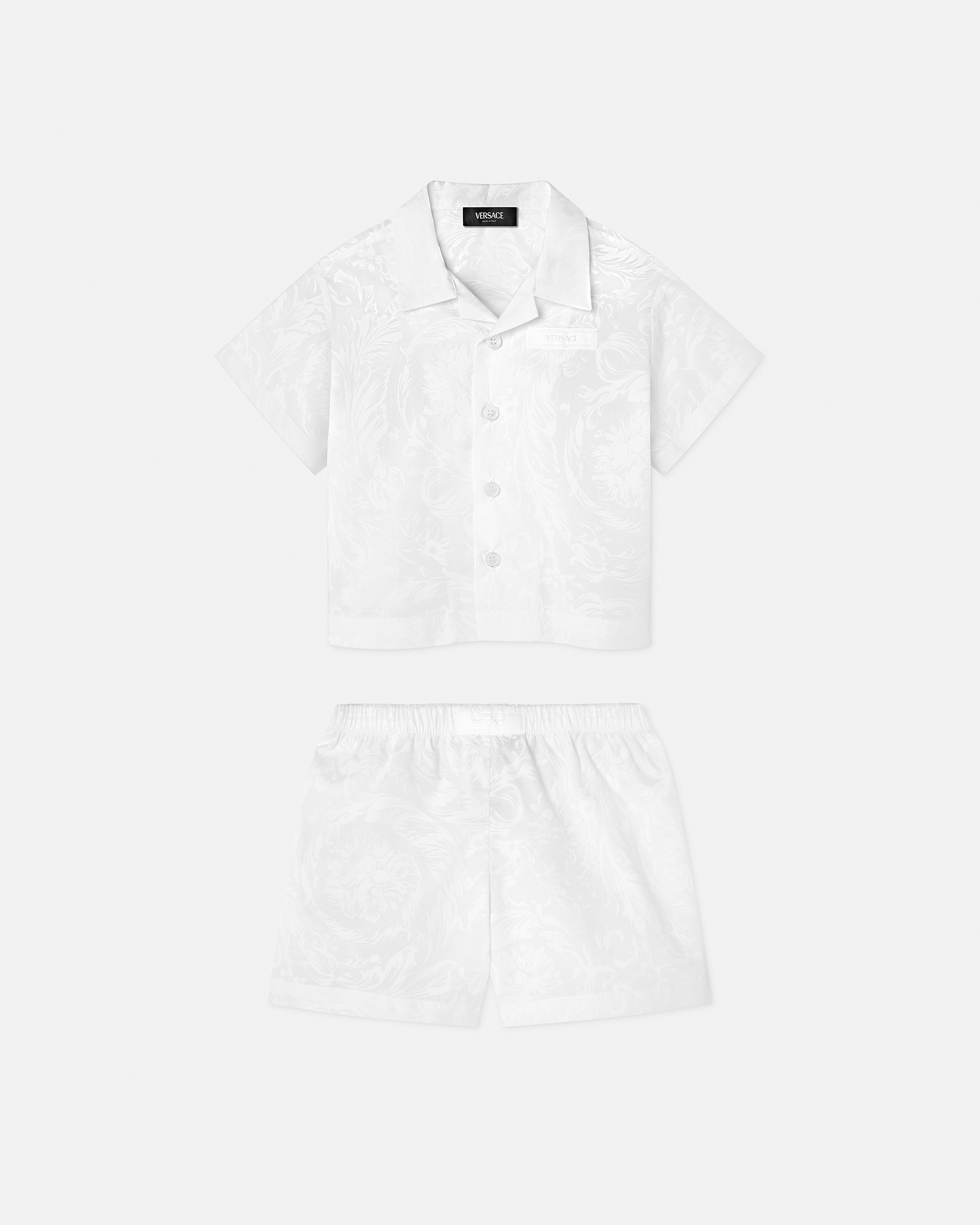 Versace Baby Jacquard Cotton-poplin Shirt Set In White