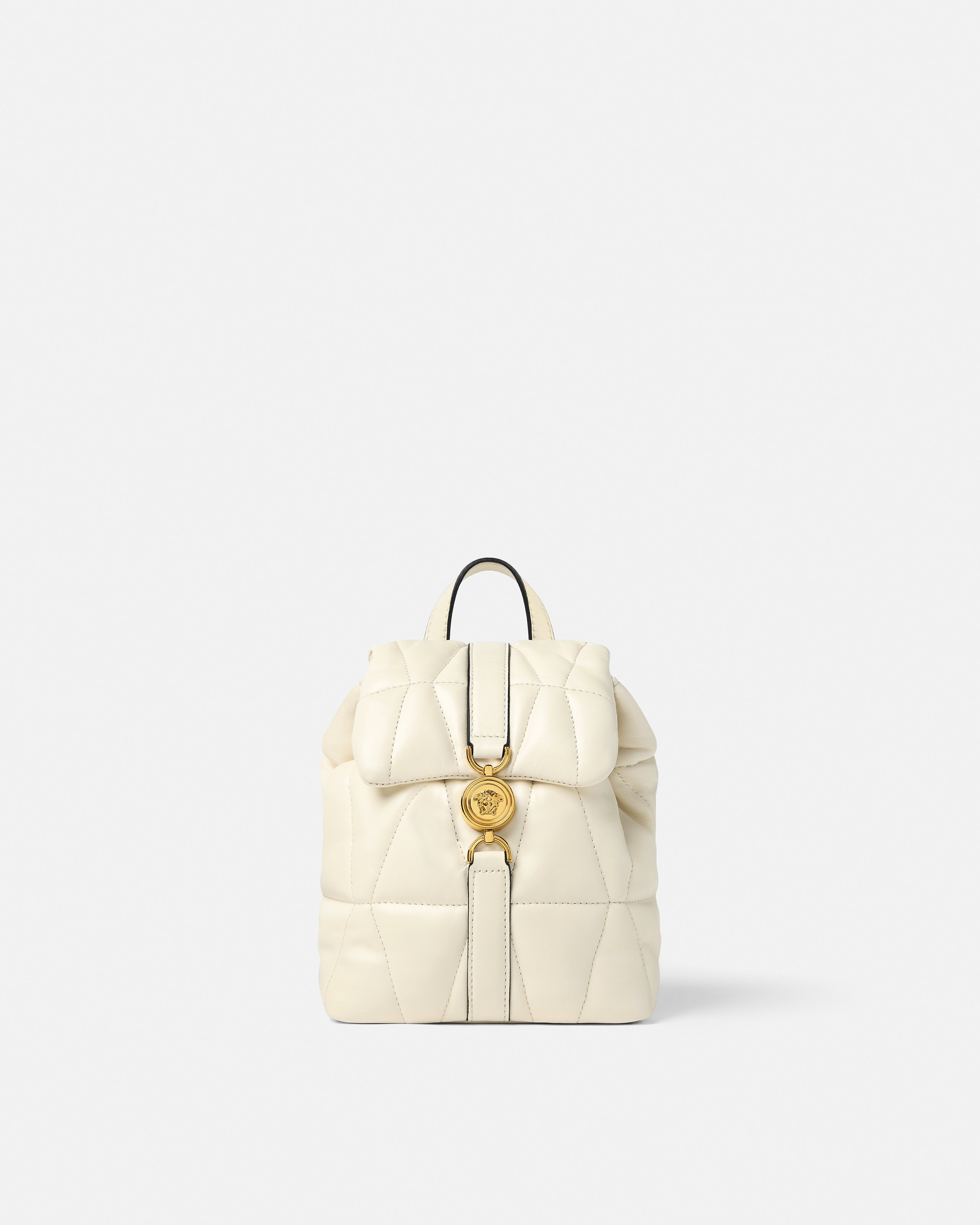 Versace Kleio Quilted Drawstring Backpack In White