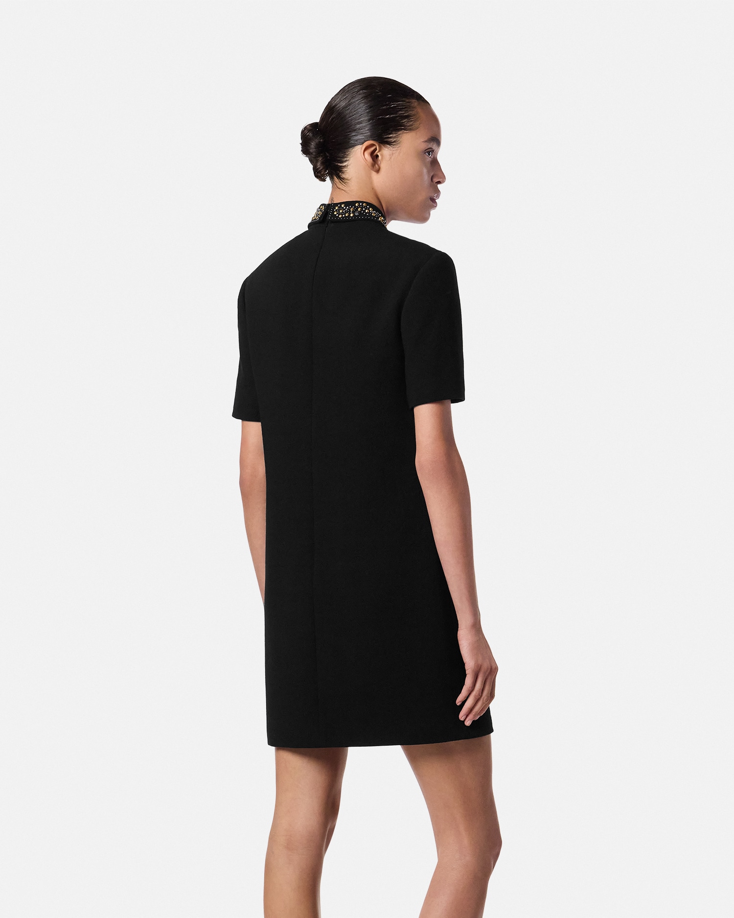 Studded Wool Crêpe A-Line Mini Dress