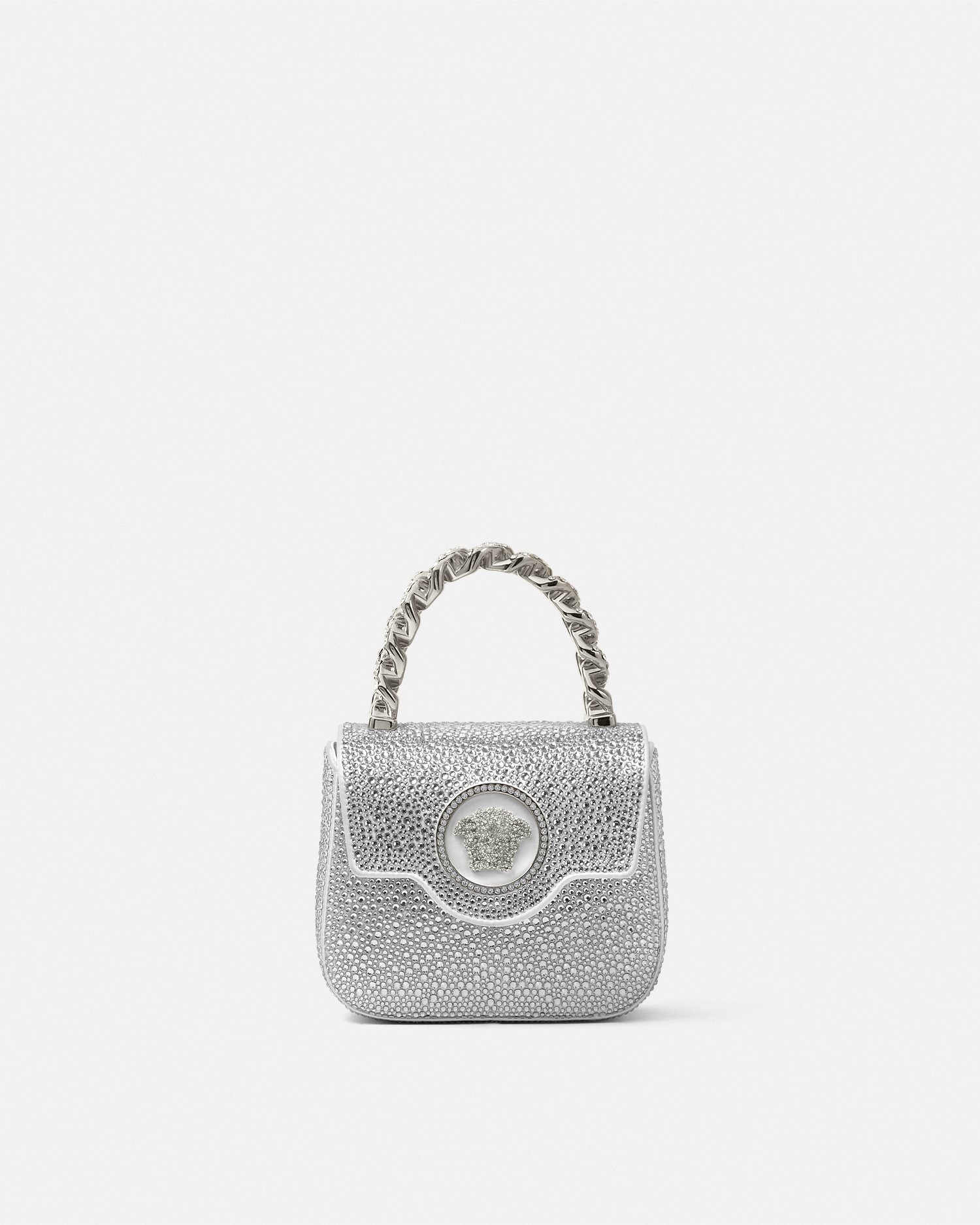 Versace Crystal La Medusa Mini Bag In White