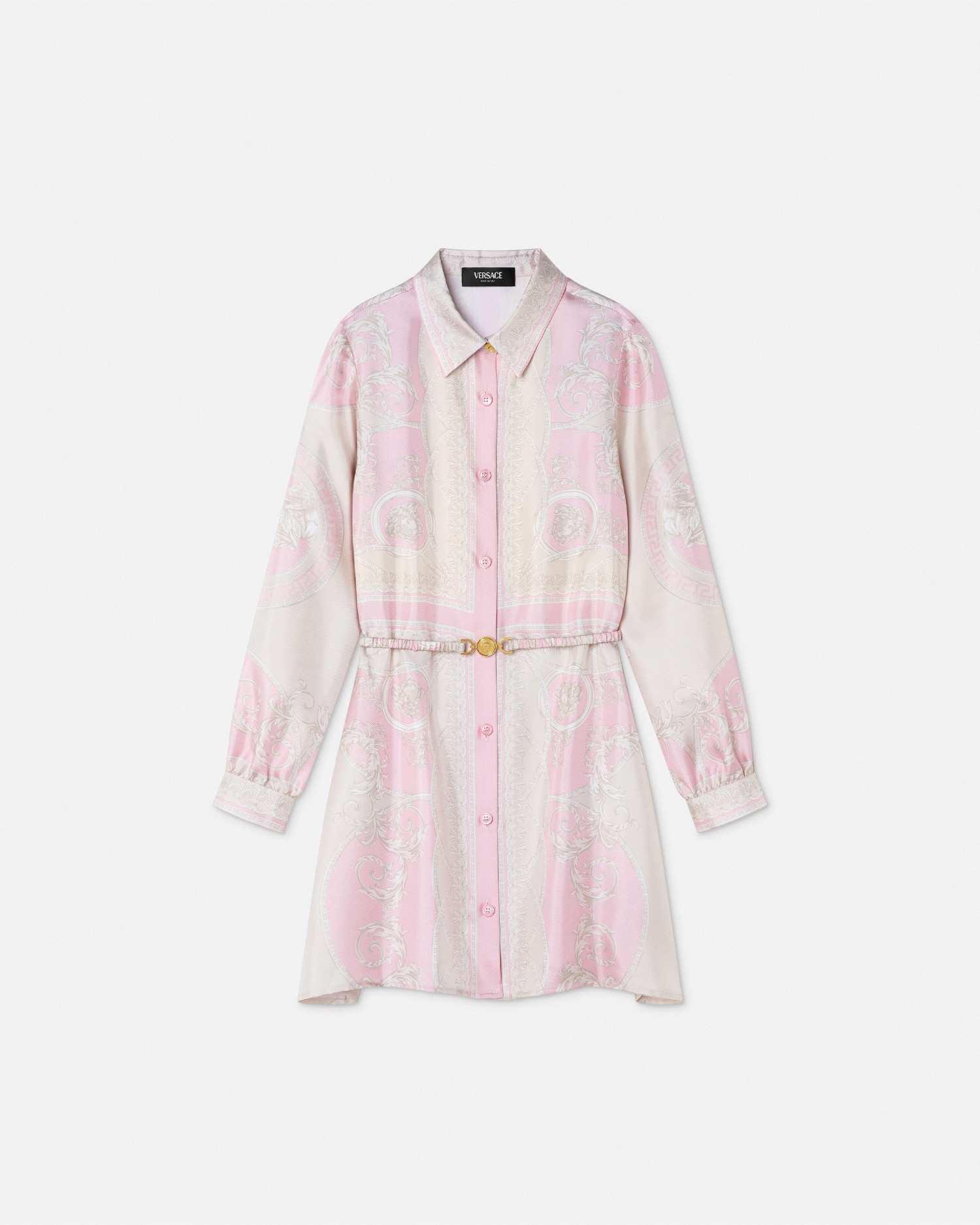 Versace La Coupe Des Dieux Kids Shirt Dress In Pink+print