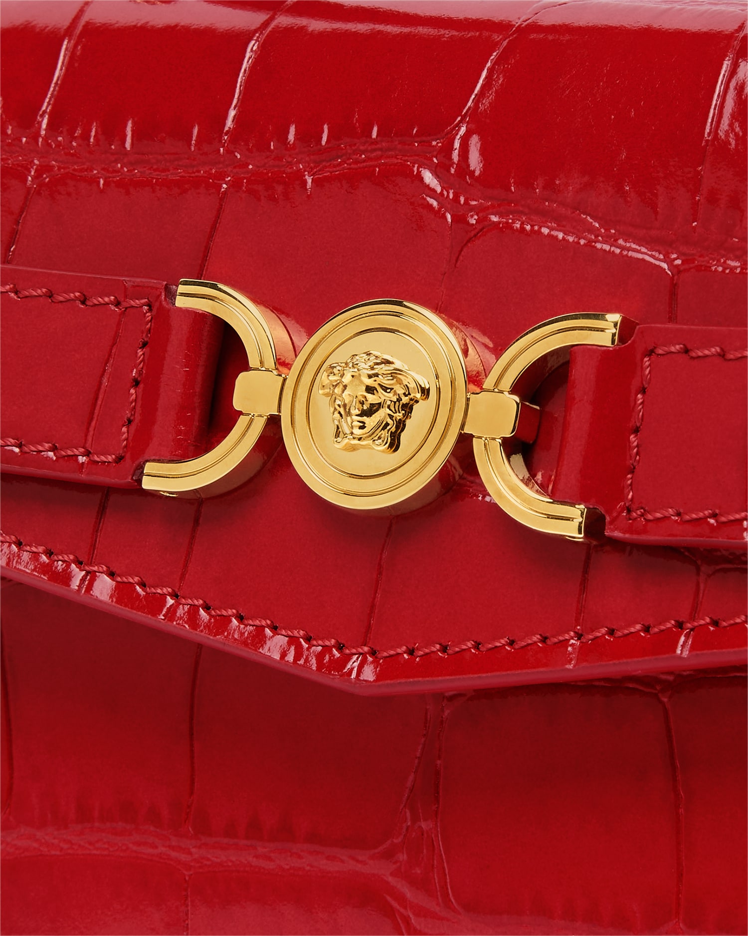 Medusa '95 Small Croc-Effect Top-Handle Red | VERSACE US