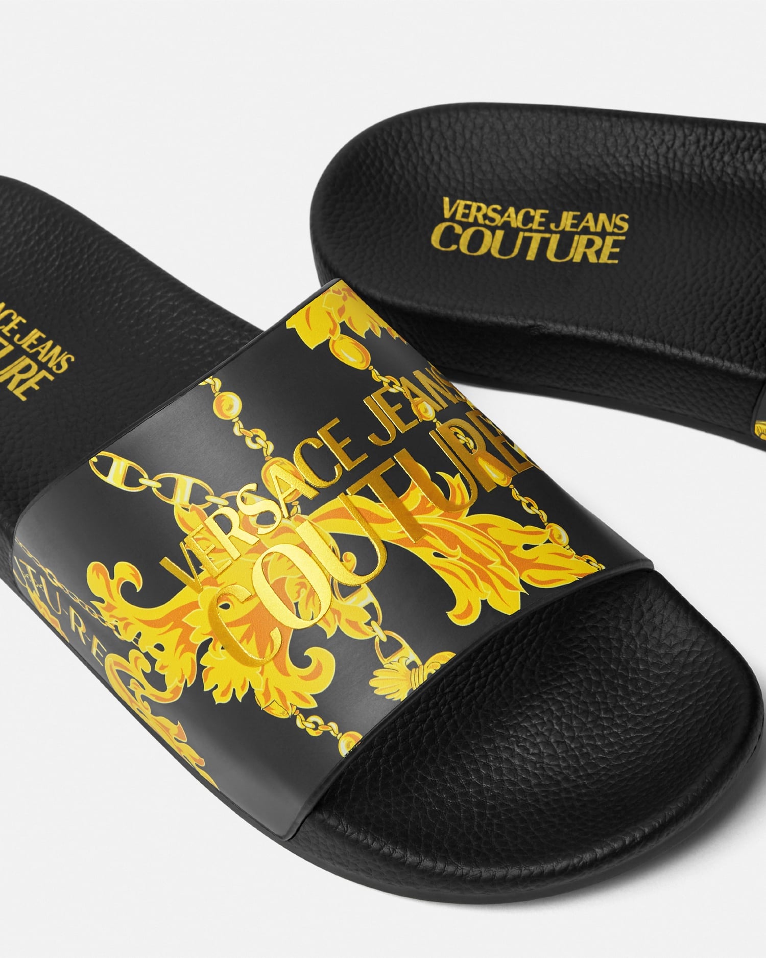 NEW VERSACE JEANS COUTURE Men\'s Gold Slide Sandals Shoes Size US 8.5 / EU 42 VERSACE JEANS COUTURE MEN main image 3