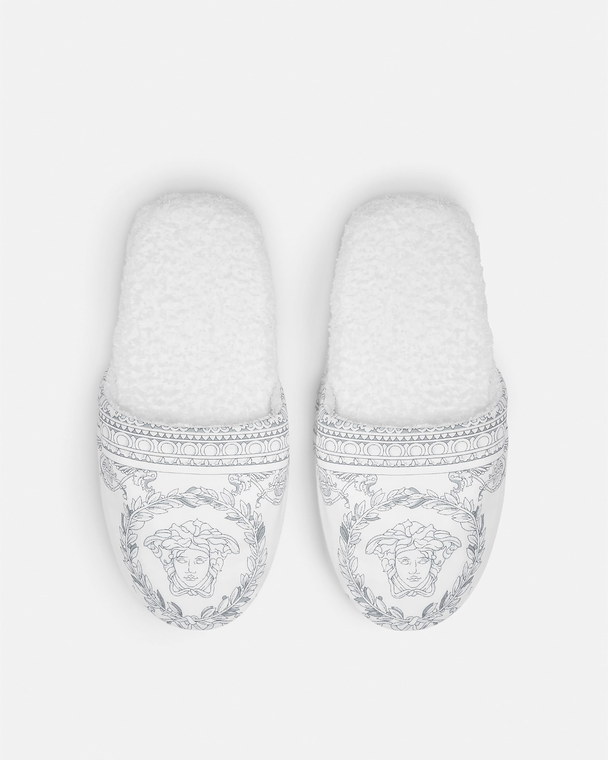 I ♡ Baroque Slippers White | VERSACE US