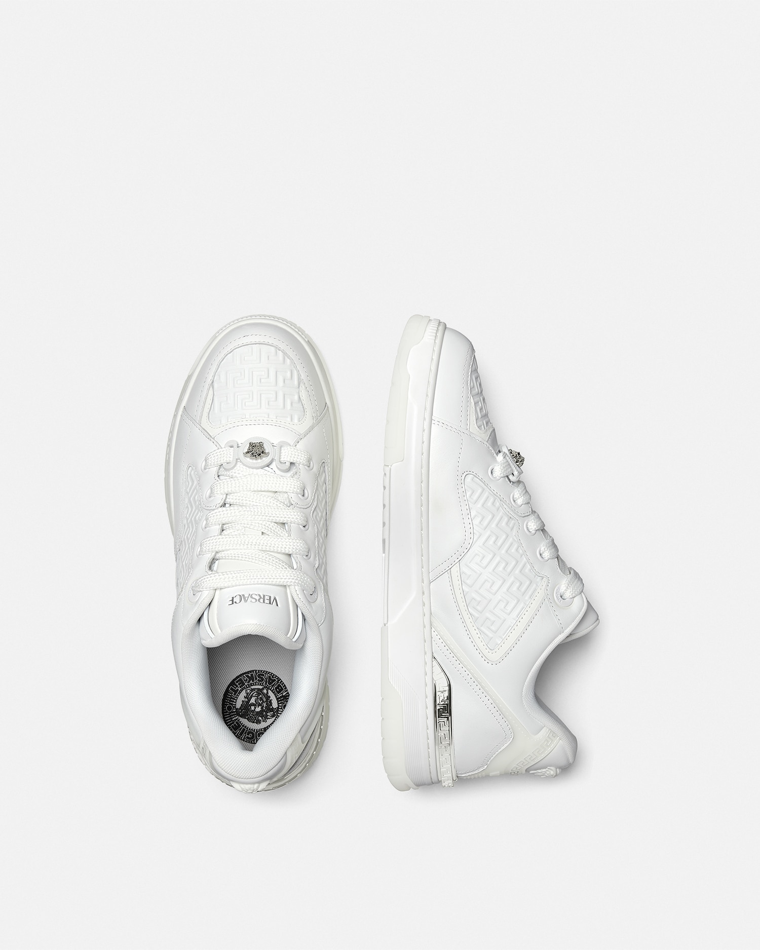 Biggie Basket Leather Sneakers White | VERSACE US