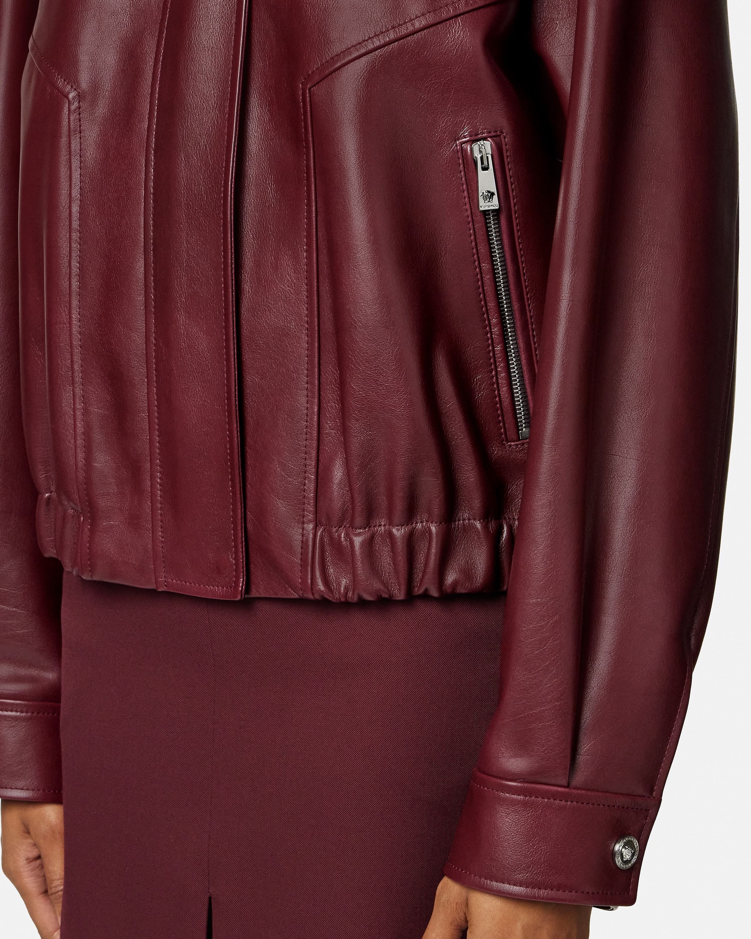 Leather Blouson Burgundy | VERSACE US