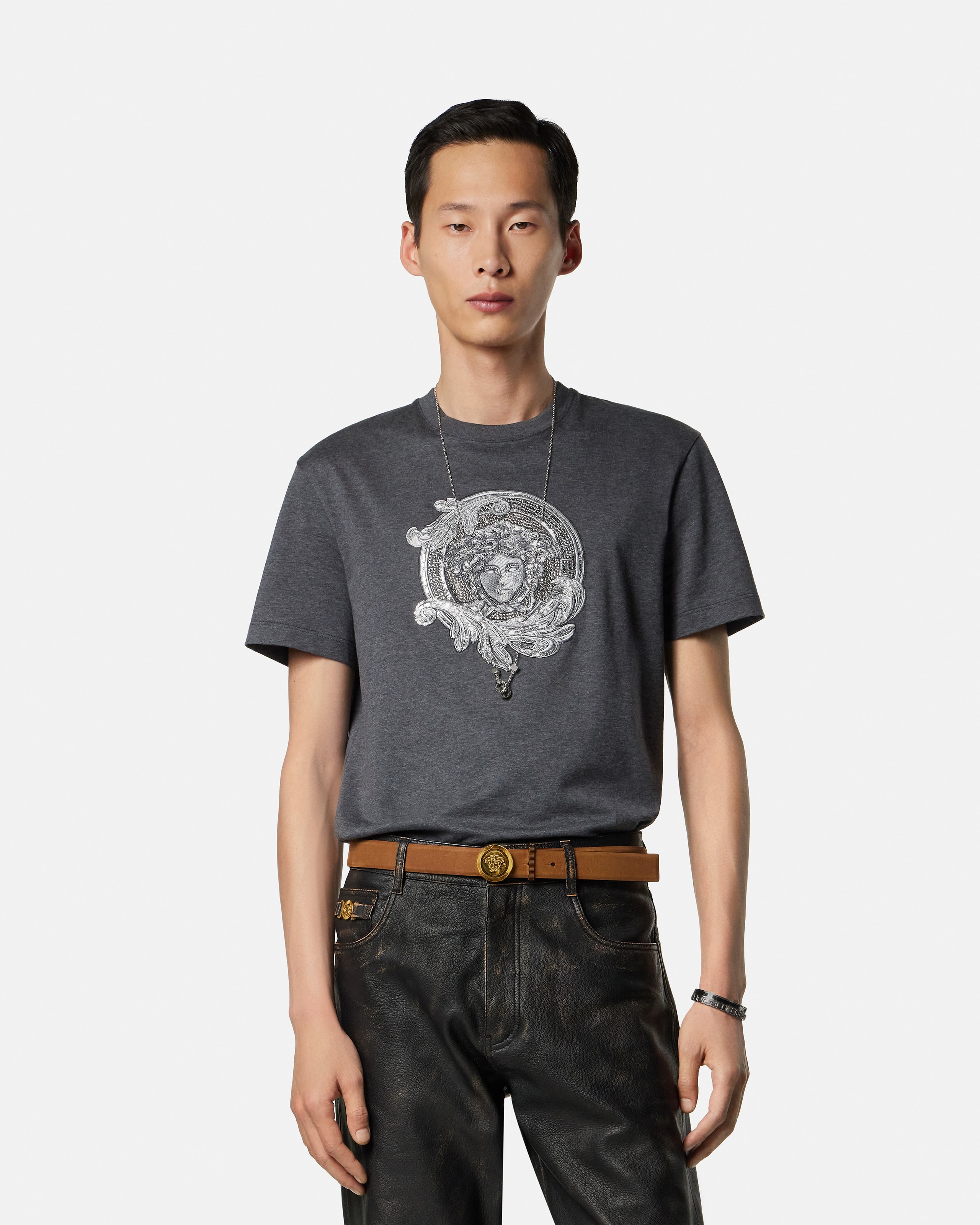 Embroidered Cotton-Jersey Slim T-Shirt